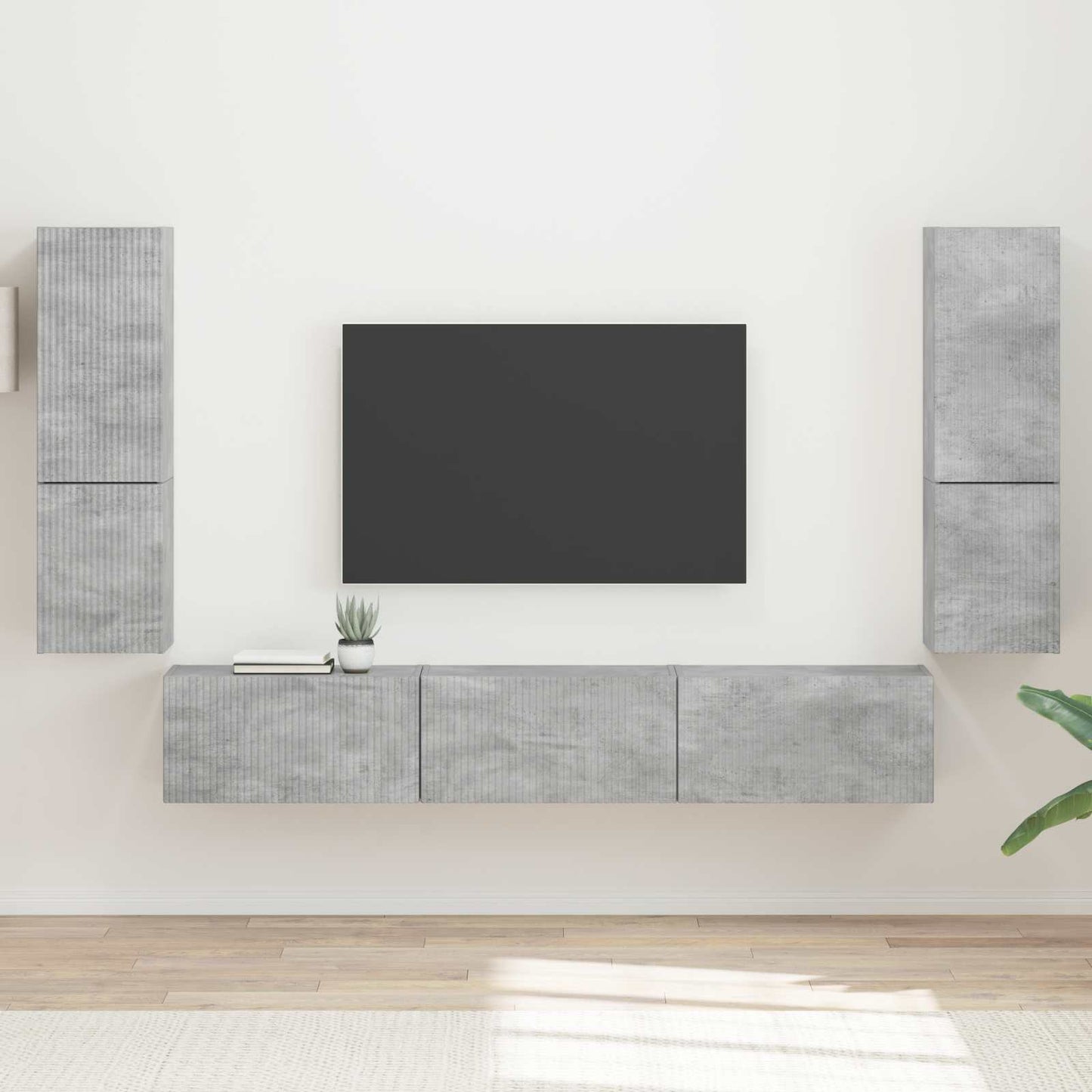 TV Cabinet Set Wall-mounted 4 pcs Concrete Grey Engineered Wood