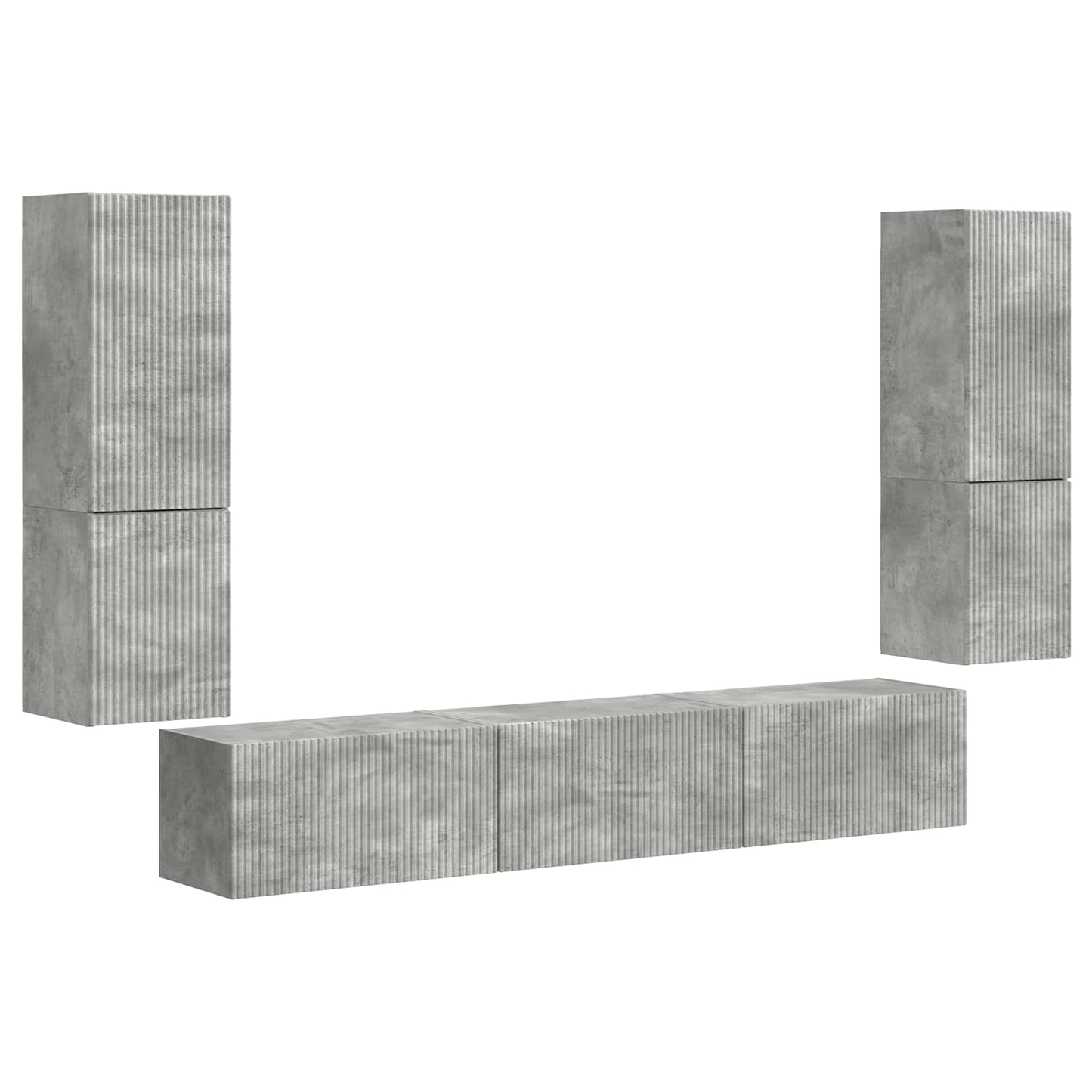 TV Cabinet Set Wall-mounted 4 pcs Concrete Grey Engineered Wood