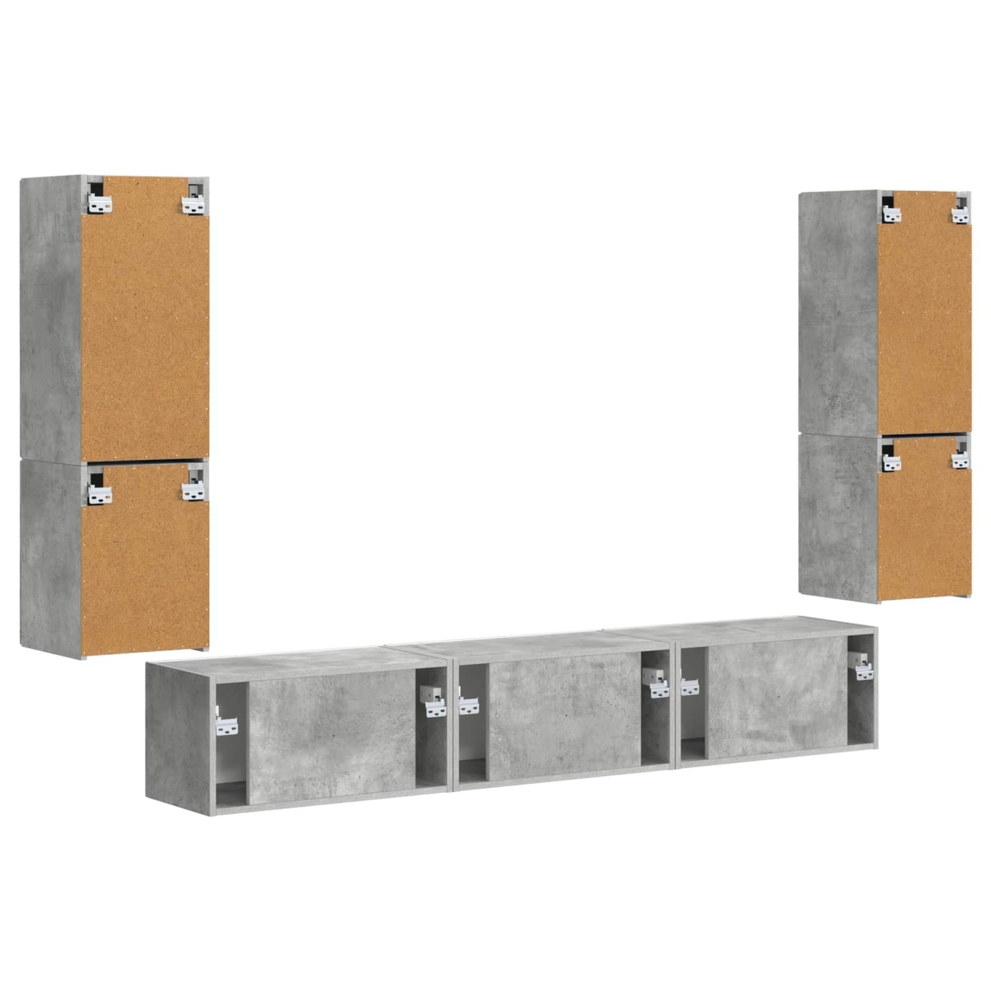 TV Cabinet Set Wall-mounted 4 pcs Concrete Grey Engineered Wood