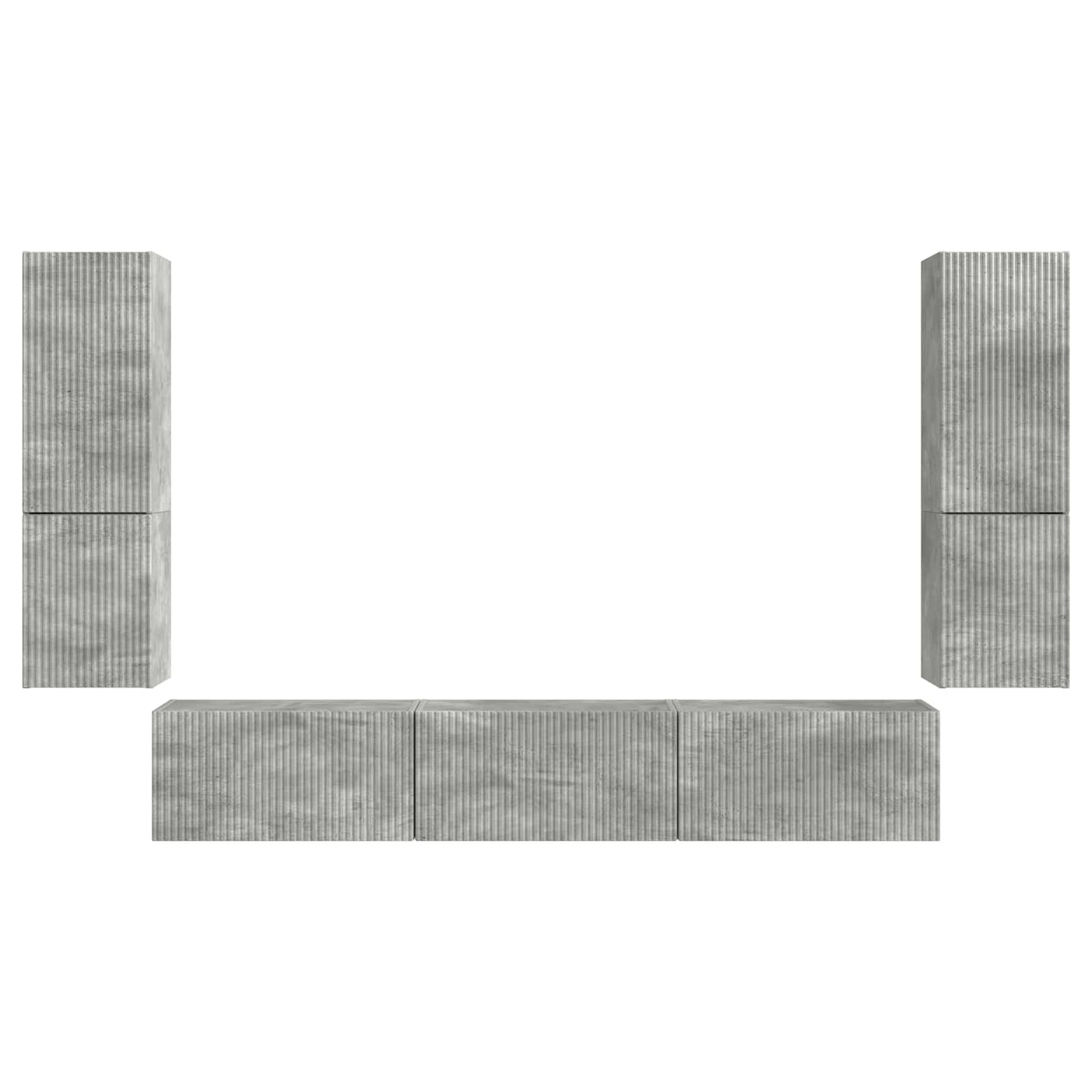 TV Cabinet Set Wall-mounted 4 pcs Concrete Grey Engineered Wood