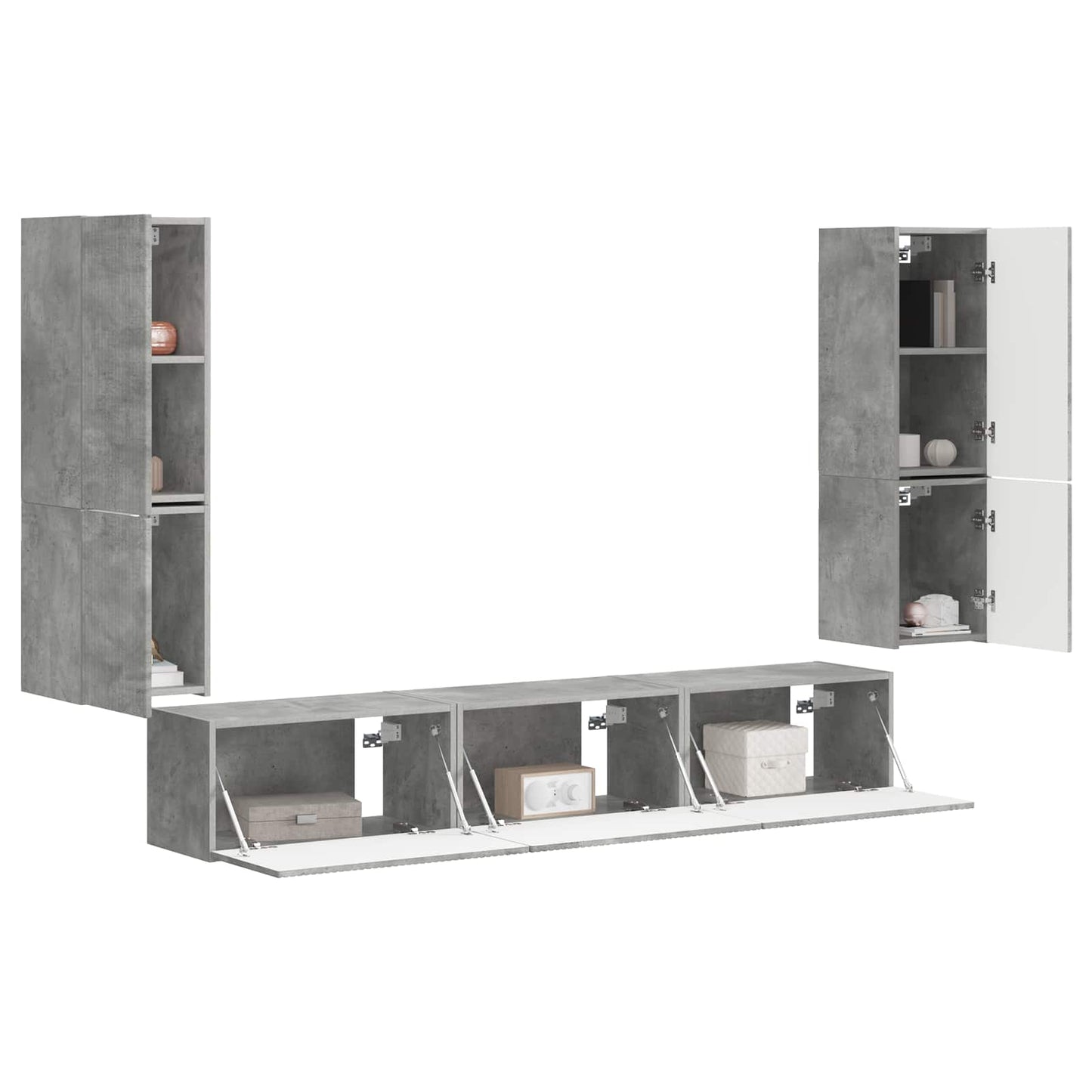 TV Cabinet Set Wall-mounted 4 pcs Concrete Grey Engineered Wood