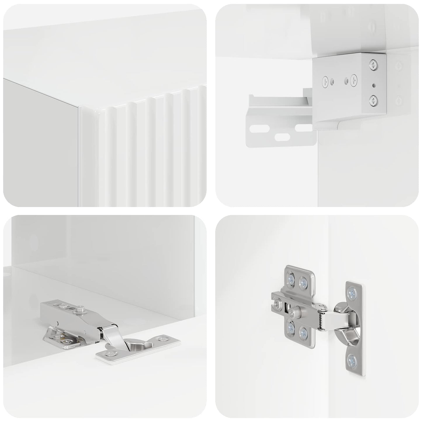 TV Cabinet Set 4 pcs High Gloss White Engineered Wood