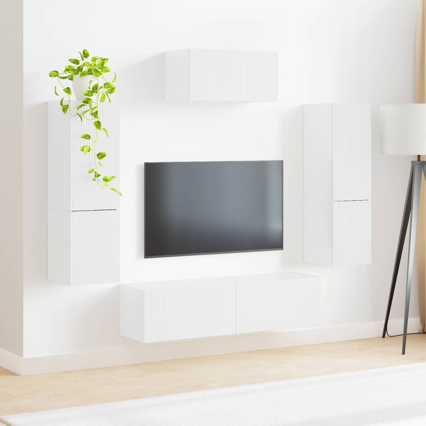 TV Cabinet Set 4 pcs High Gloss White Engineered Wood