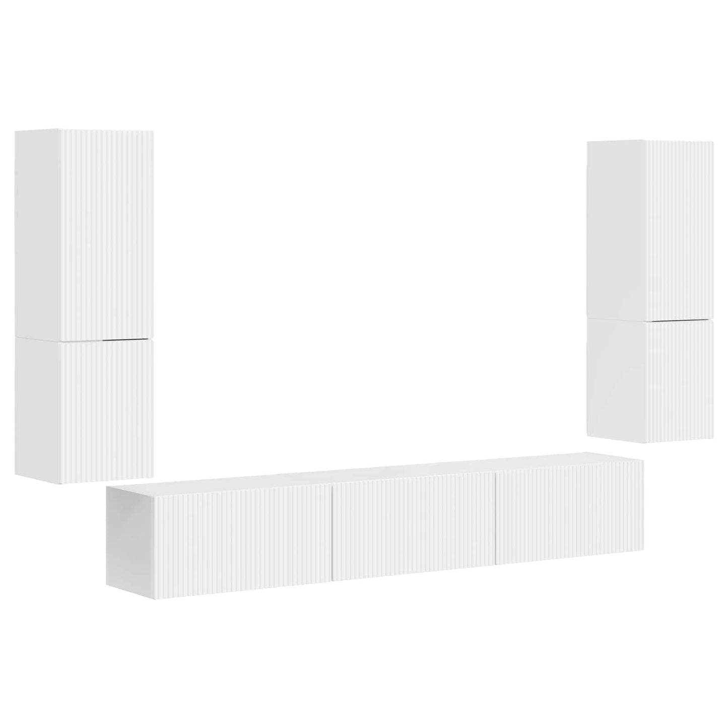 TV Cabinet Set 4 pcs High Gloss White Engineered Wood