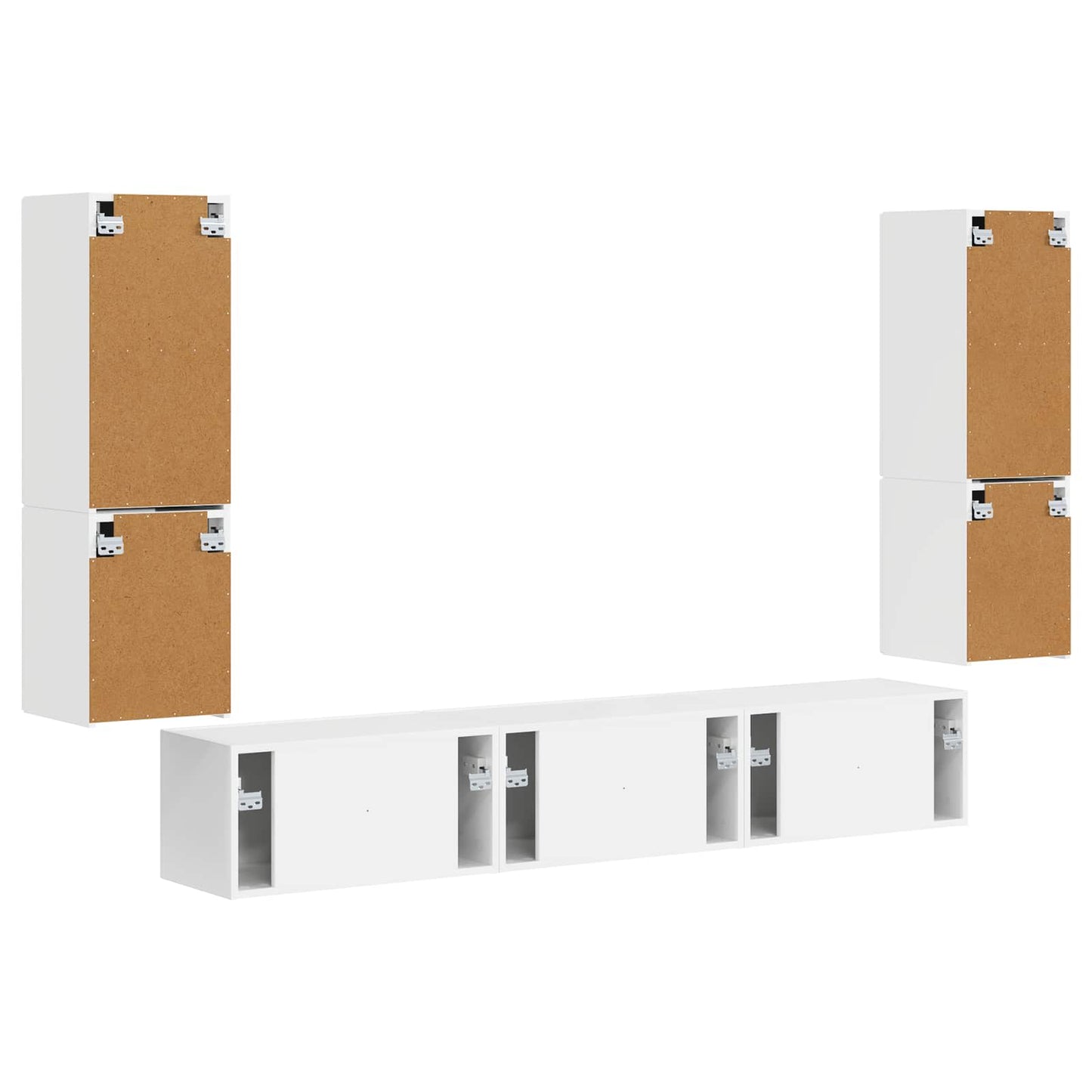 TV Cabinet Set 4 pcs High Gloss White Engineered Wood