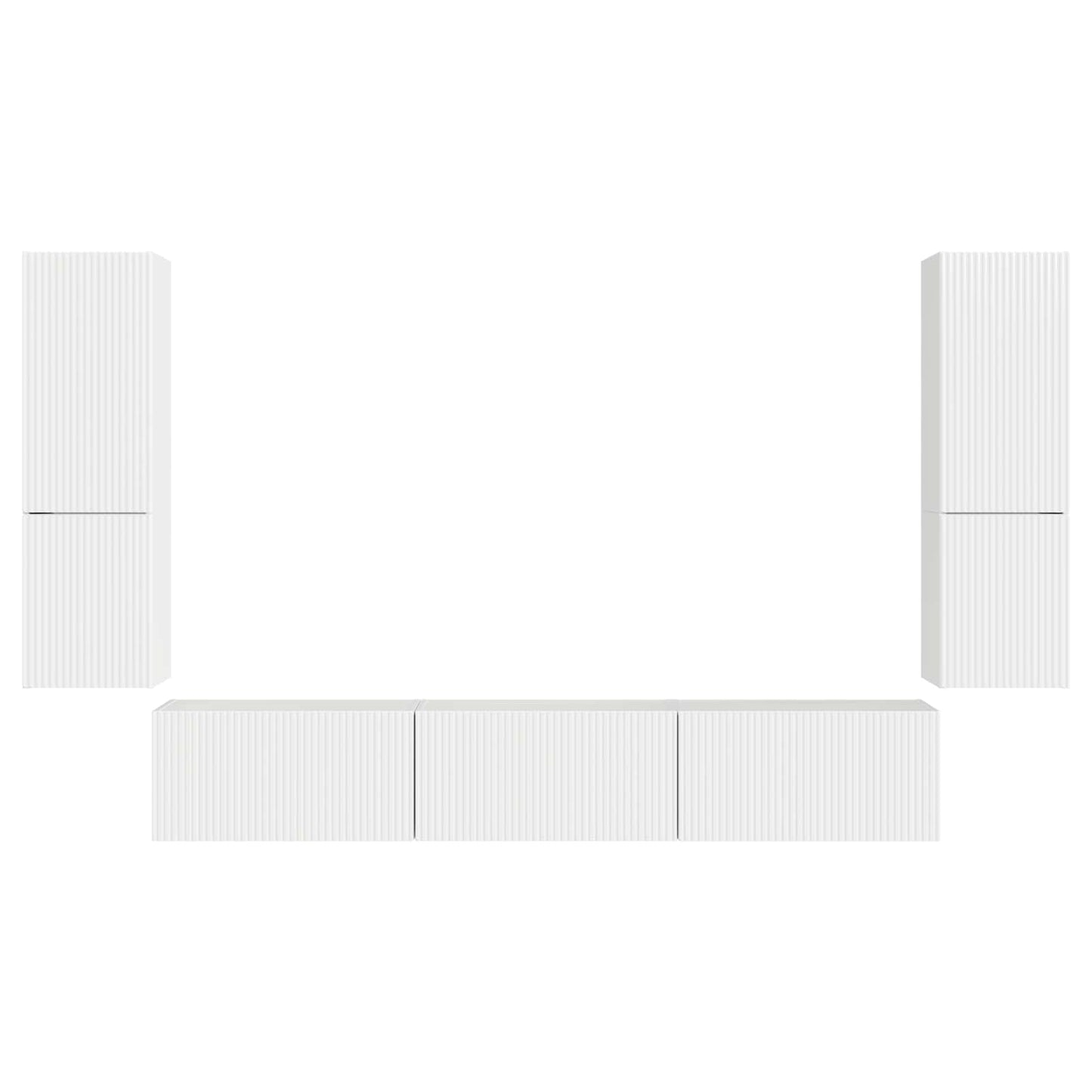 TV Cabinet Set 4 pcs High Gloss White Engineered Wood