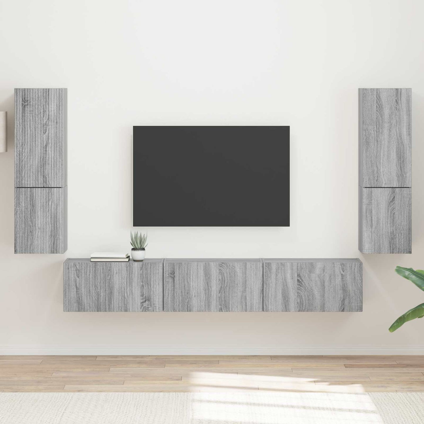 TV Cabinet Set Wall-mounted 4 pcs Grey Sonoma Engineered Wood