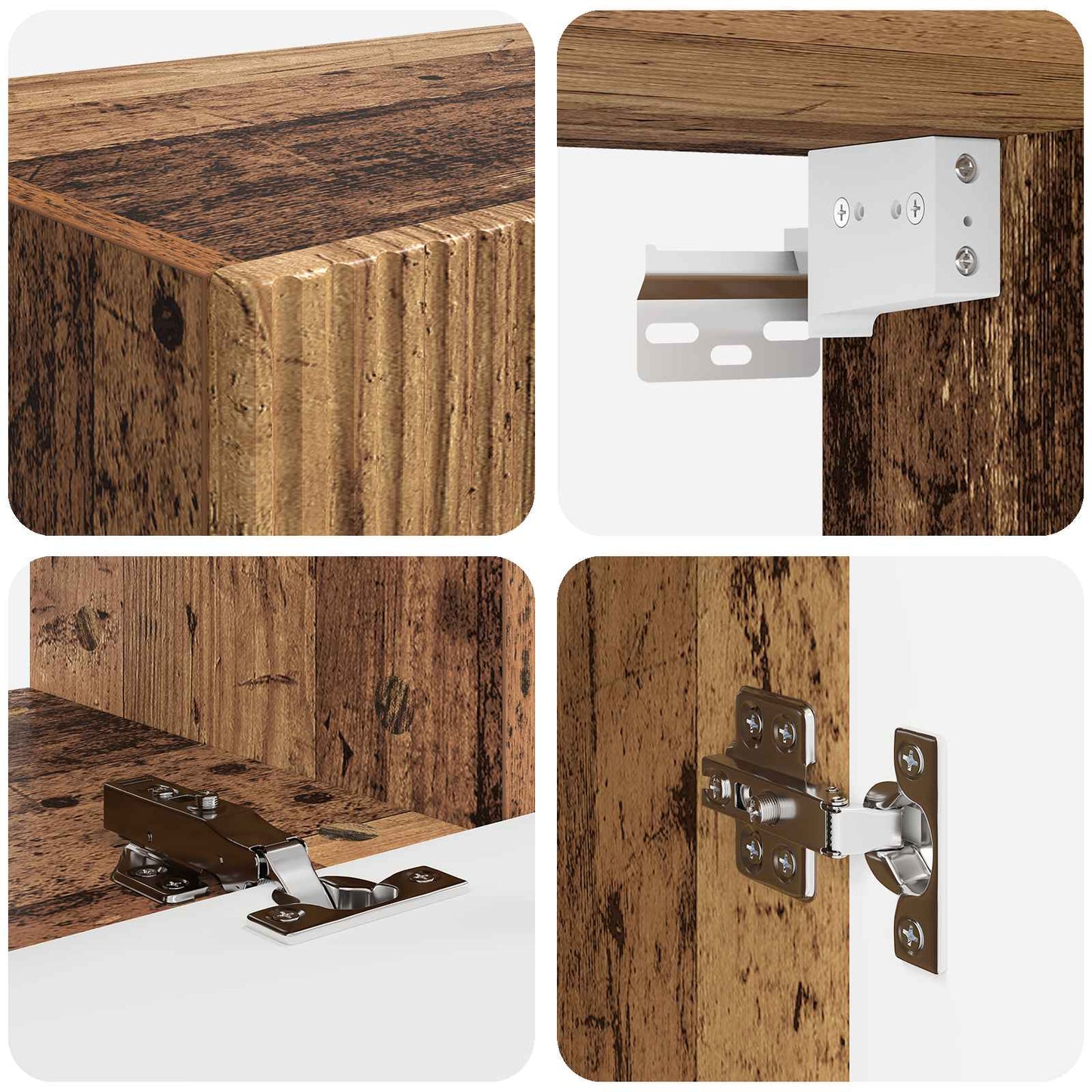 TV Cabinet Set Wall-mounted 4 pcs Old Wood Engineered Wood