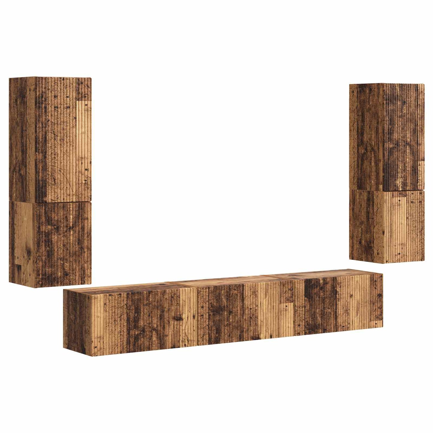 TV Cabinet Set Wall-mounted 4 pcs Old Wood Engineered Wood