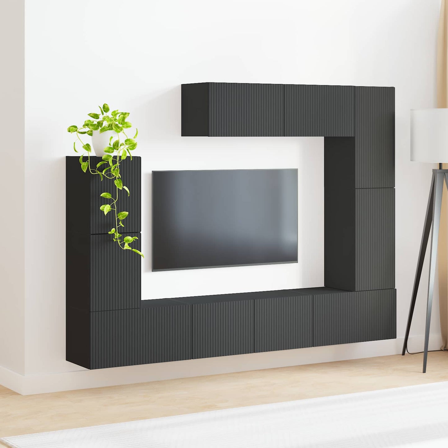 TV Cabinet Set 5 pcs Black Engineered Wood