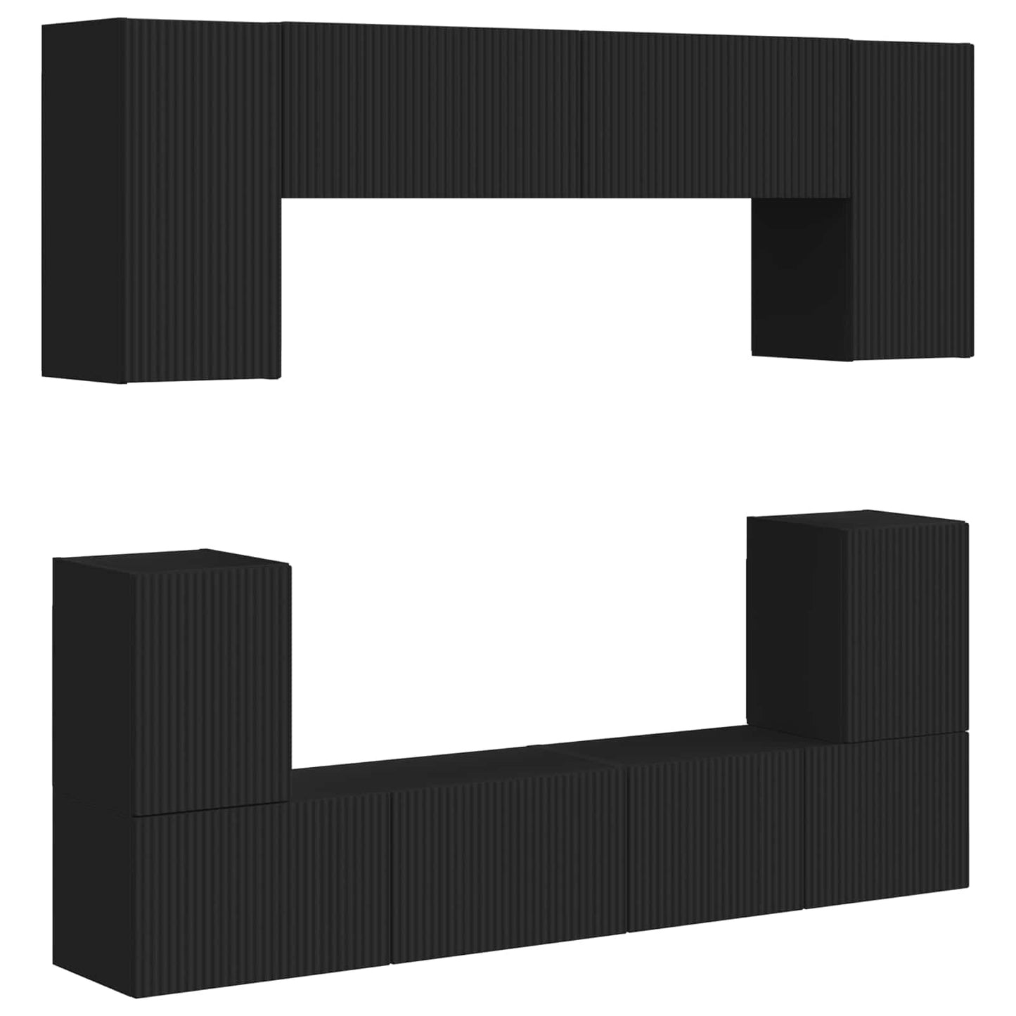 TV Cabinet Set 5 pcs Black Engineered Wood