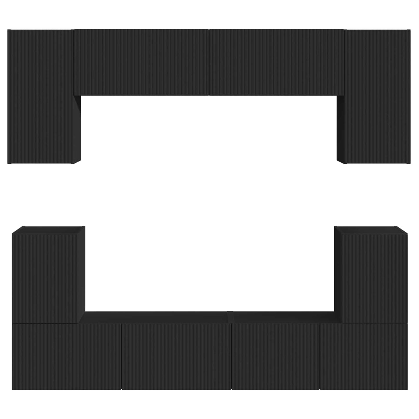TV Cabinet Set 5 pcs Black Engineered Wood