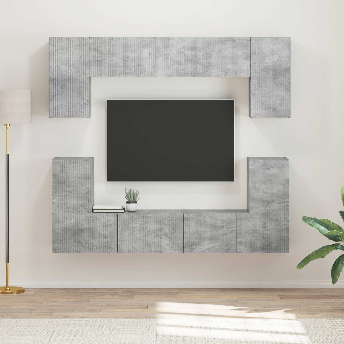 TV Cabinet Set Wall-mounted 5 pcs Concrete Grey Engineered Wood