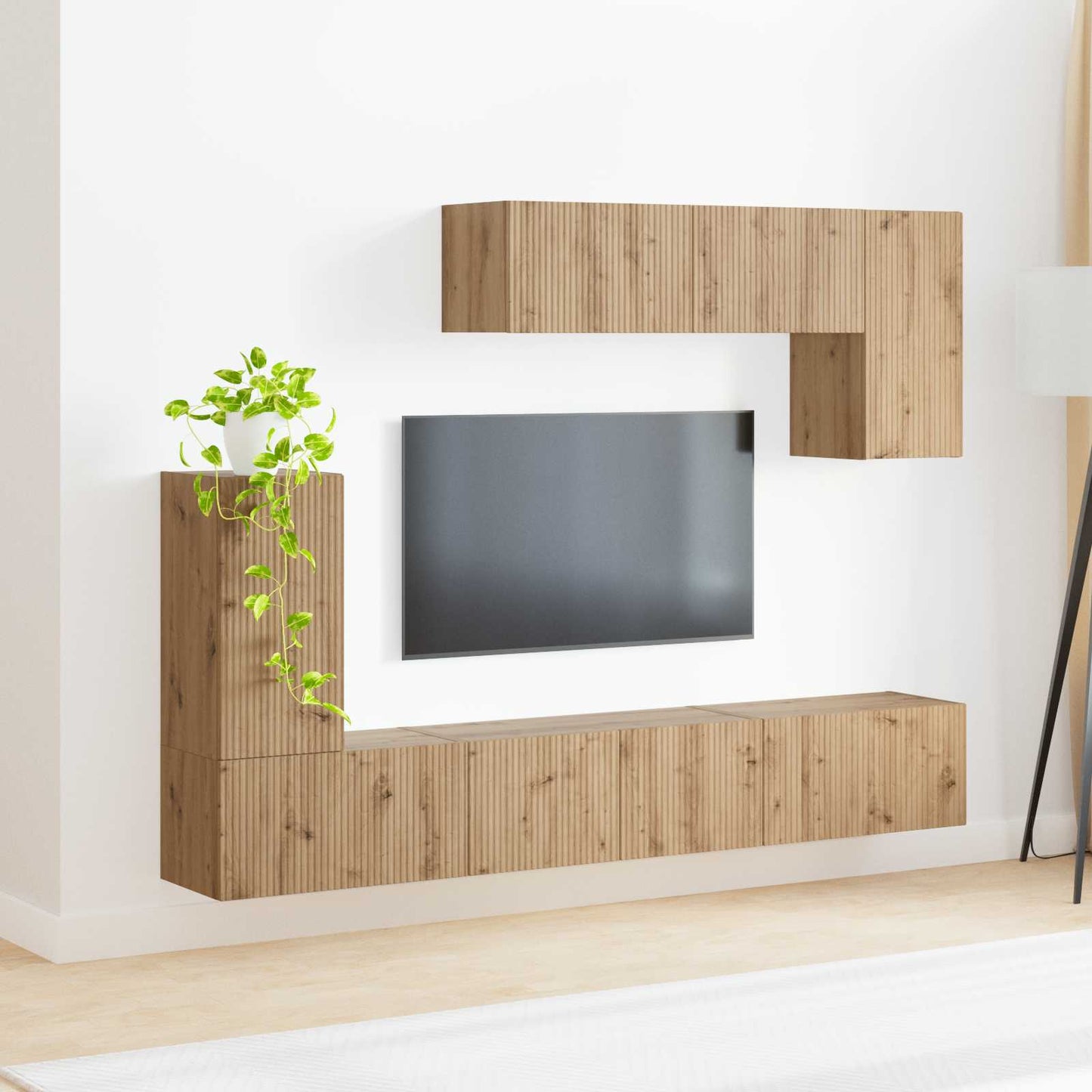 TV Cabinet Set Wall-mounted 5 pcs Concrete Grey Engineered Wood
