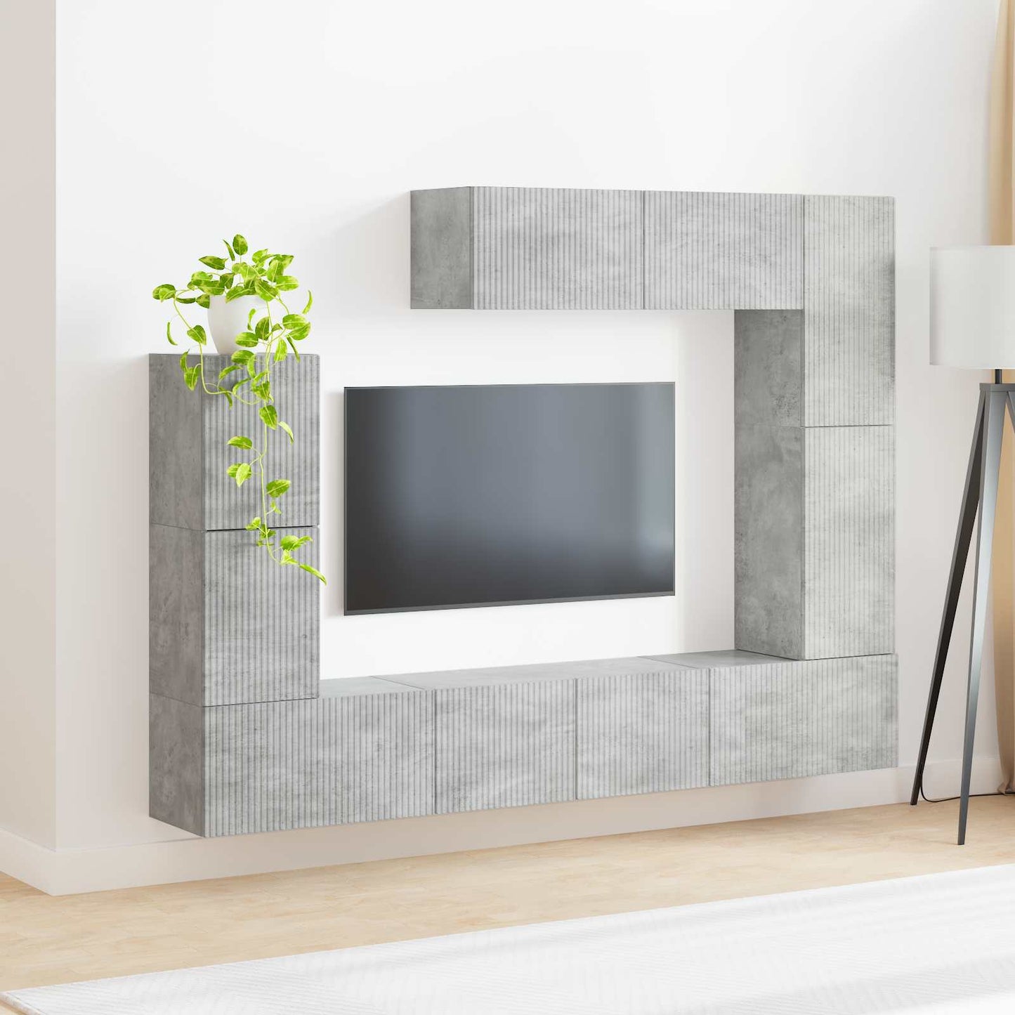TV Cabinet Set Wall-mounted 5 pcs Concrete Grey Engineered Wood