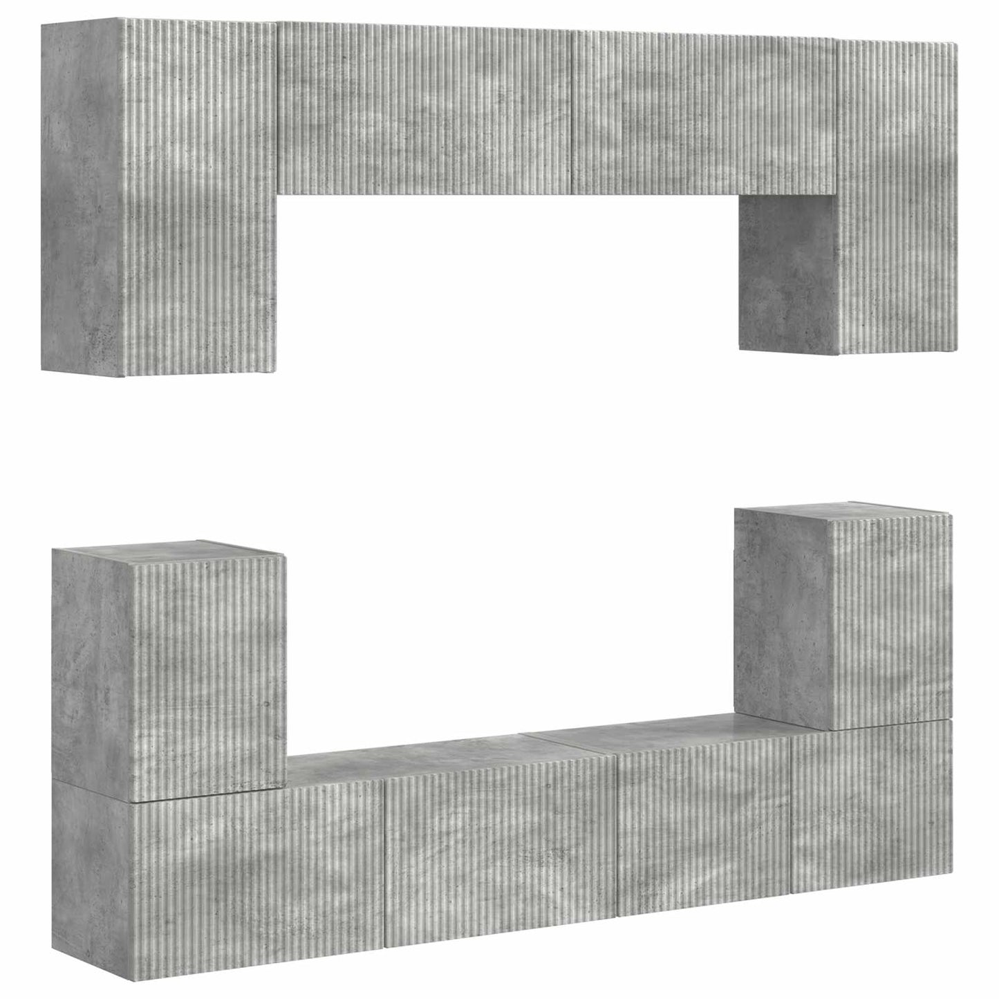TV Cabinet Set Wall-mounted 5 pcs Concrete Grey Engineered Wood