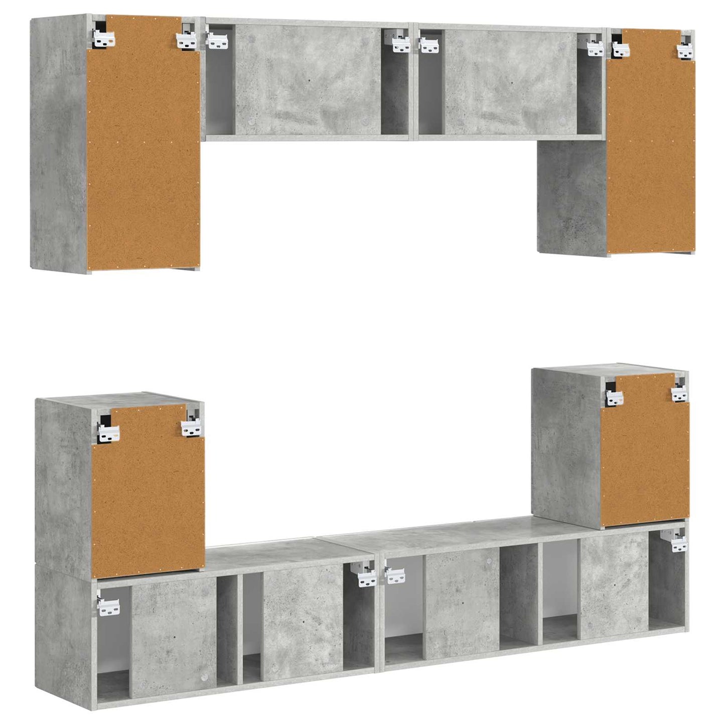 TV Cabinet Set Wall-mounted 5 pcs Concrete Grey Engineered Wood