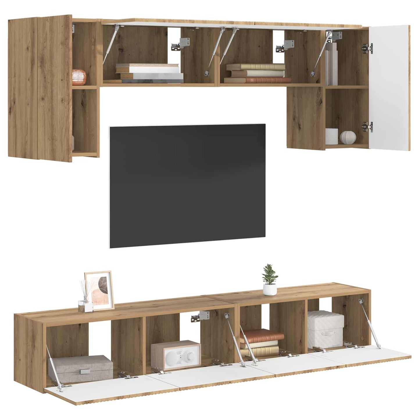 TV Cabinet Set Wall-mounted 5 pcs Concrete Grey Engineered Wood