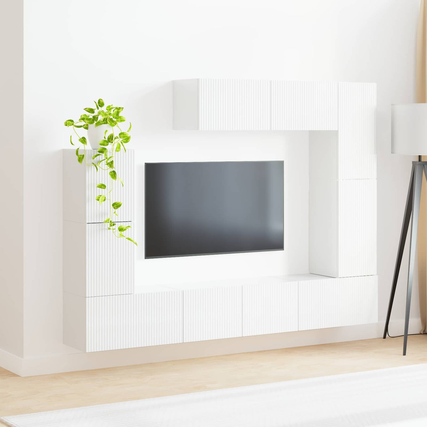 TV Cabinet Set 5 pcs High Gloss White Engineered Wood