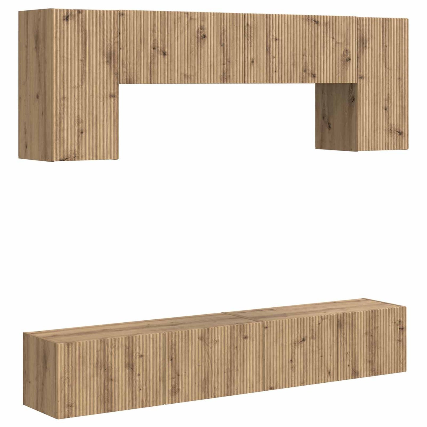 TV Cabinet Set 5 pcs High Gloss White Engineered Wood