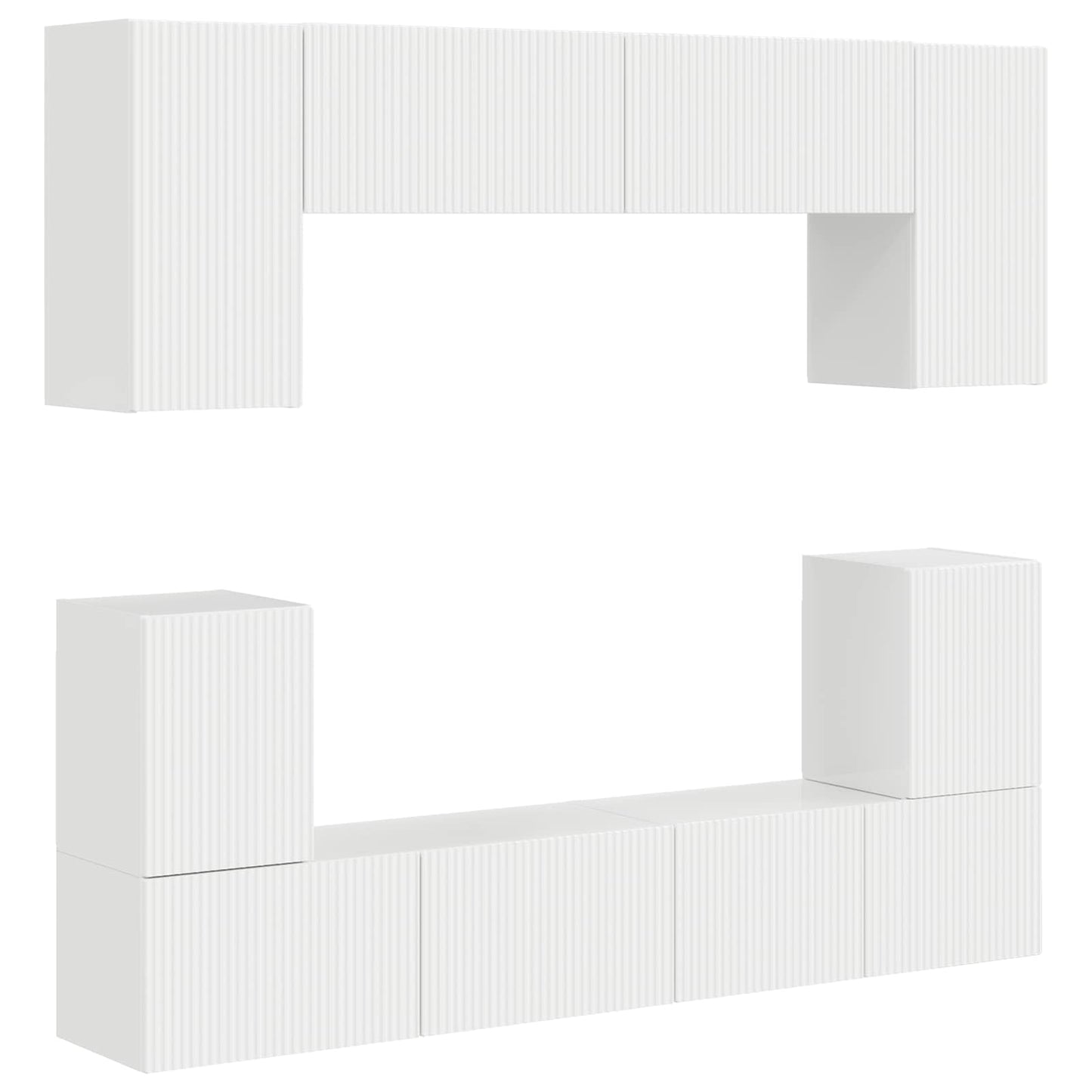 TV Cabinet Set 5 pcs High Gloss White Engineered Wood