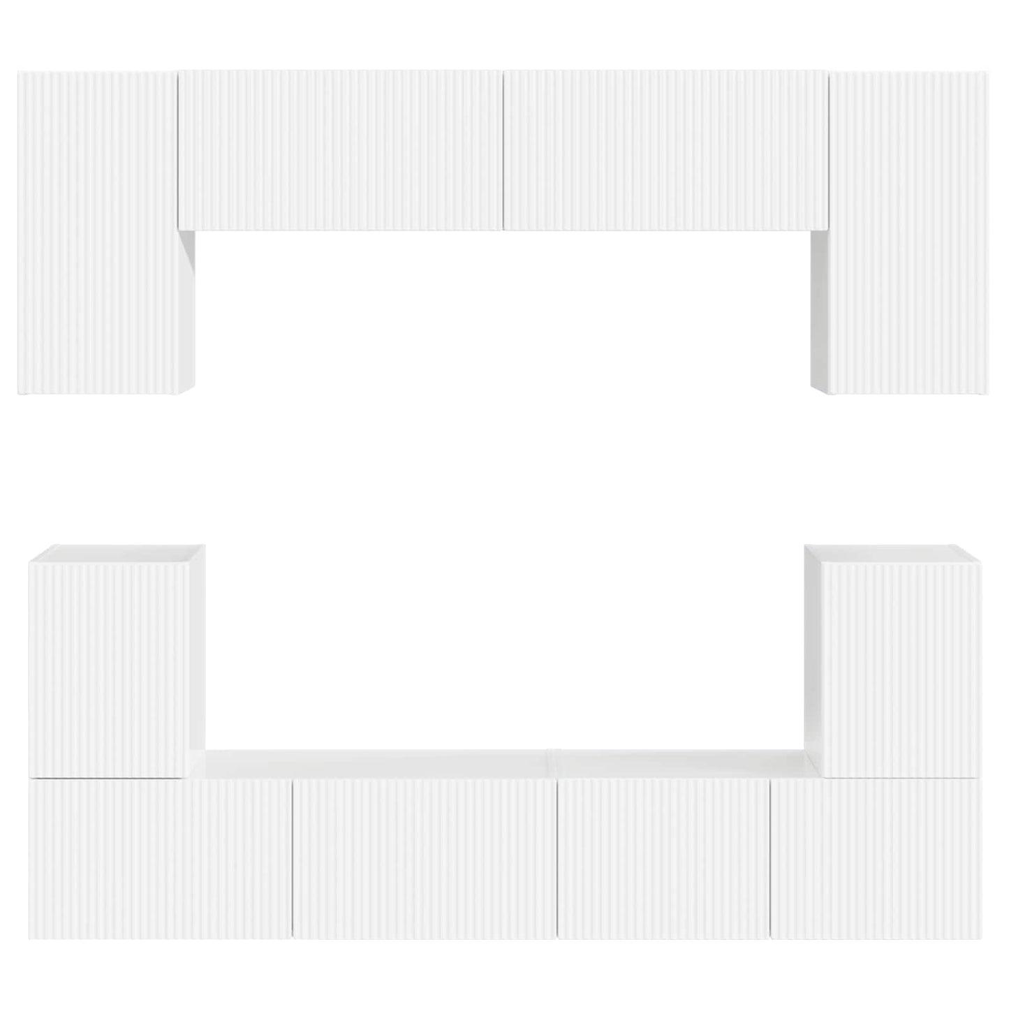 TV Cabinet Set 5 pcs High Gloss White Engineered Wood