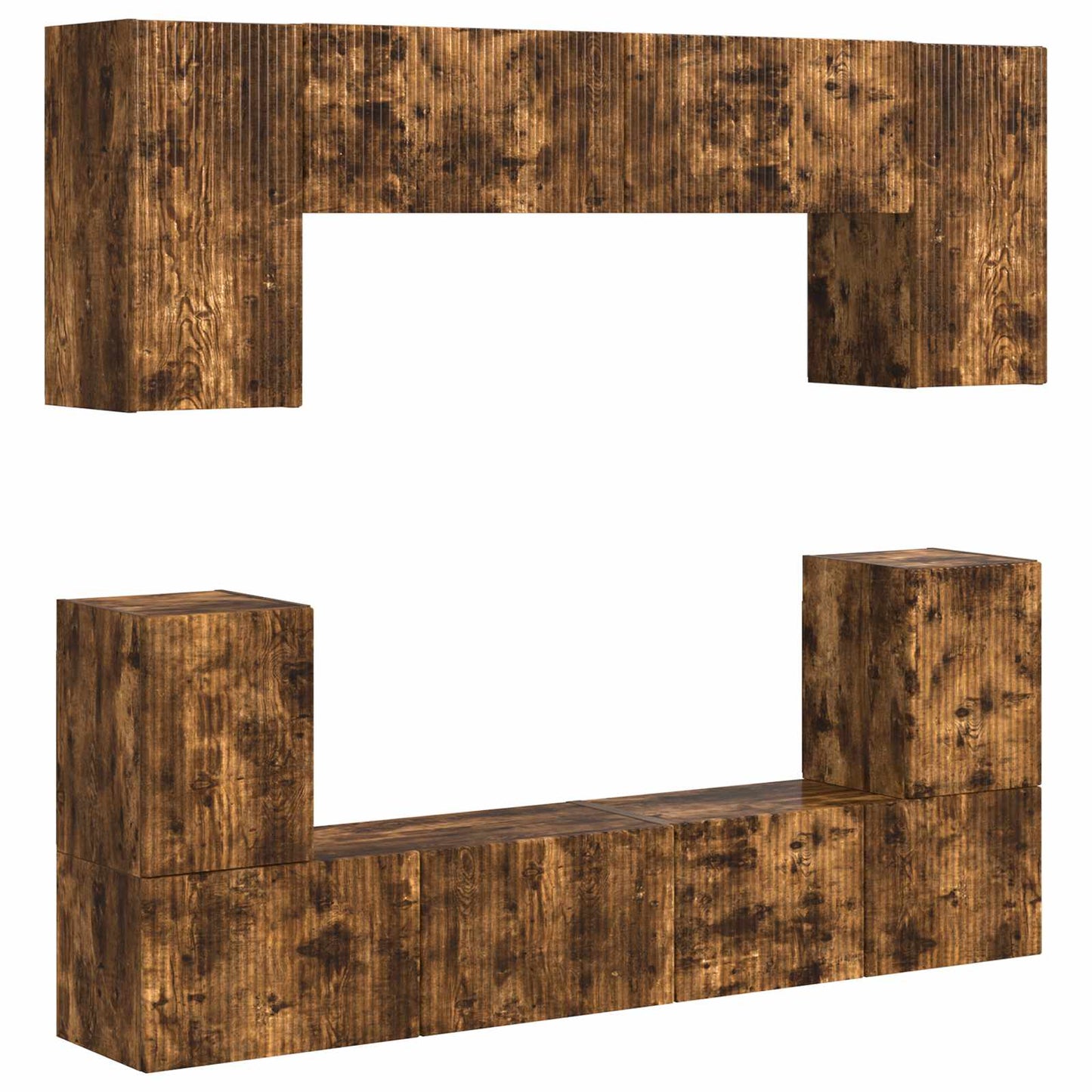 TV Cabinet Set Wall-mounted 5 pcs Smoked Oak Engineered Wood