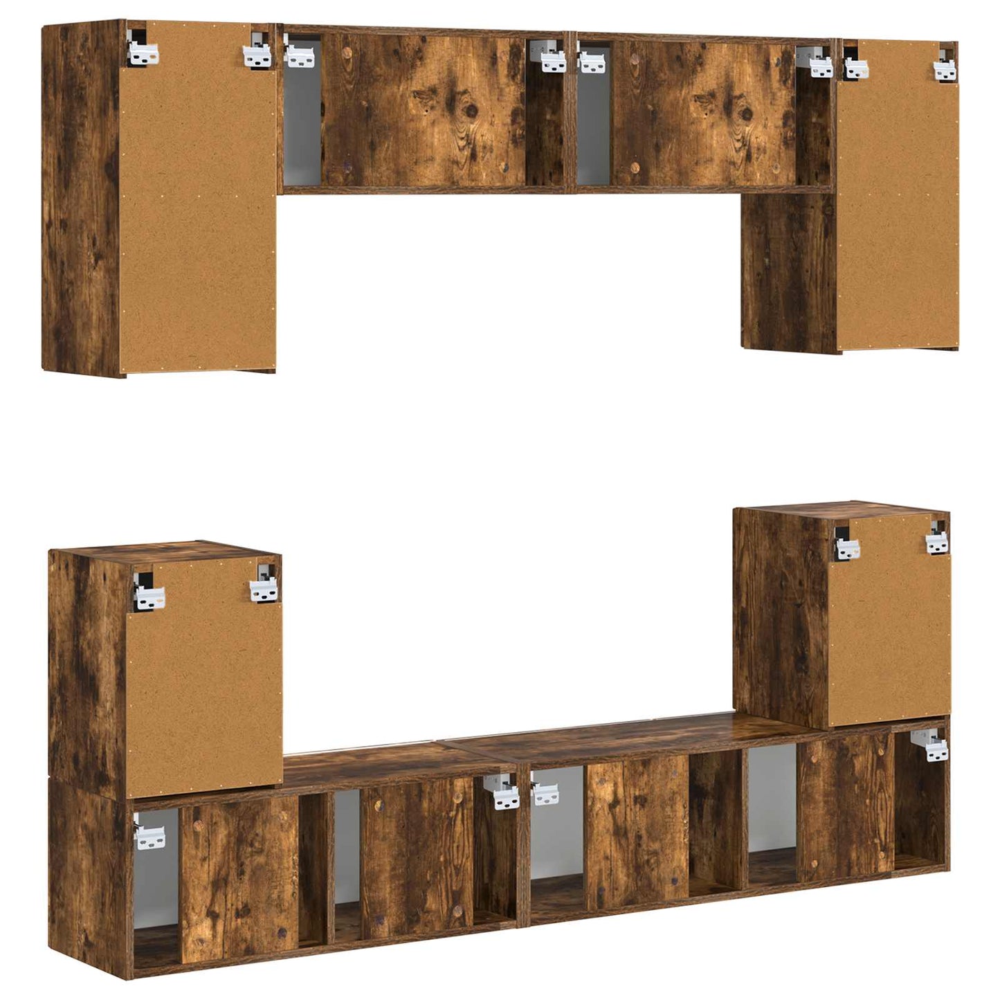 TV Cabinet Set Wall-mounted 5 pcs Smoked Oak Engineered Wood