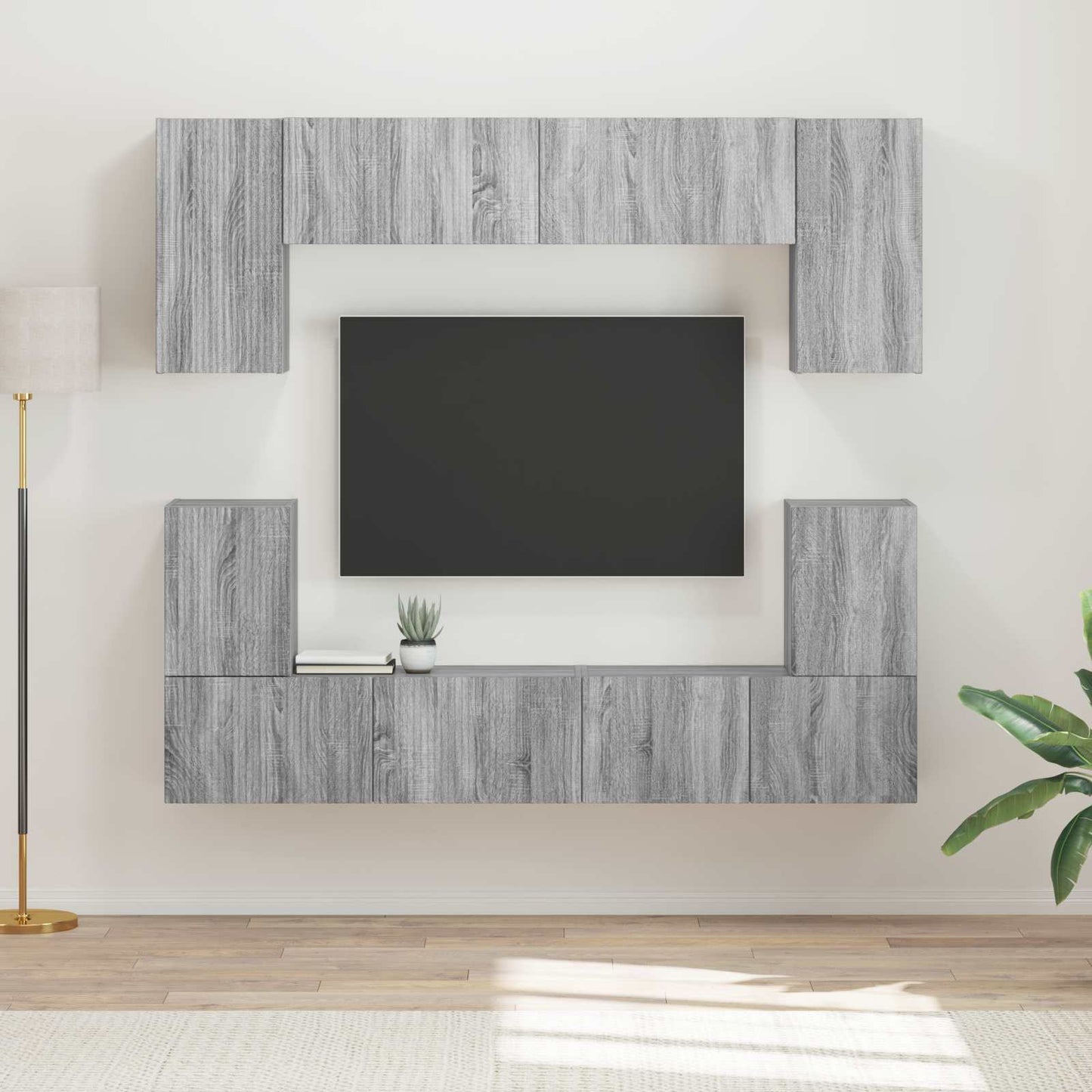 TV Cabinet Set Wall-mounted 5 pcs Grey Sonoma Engineered Wood