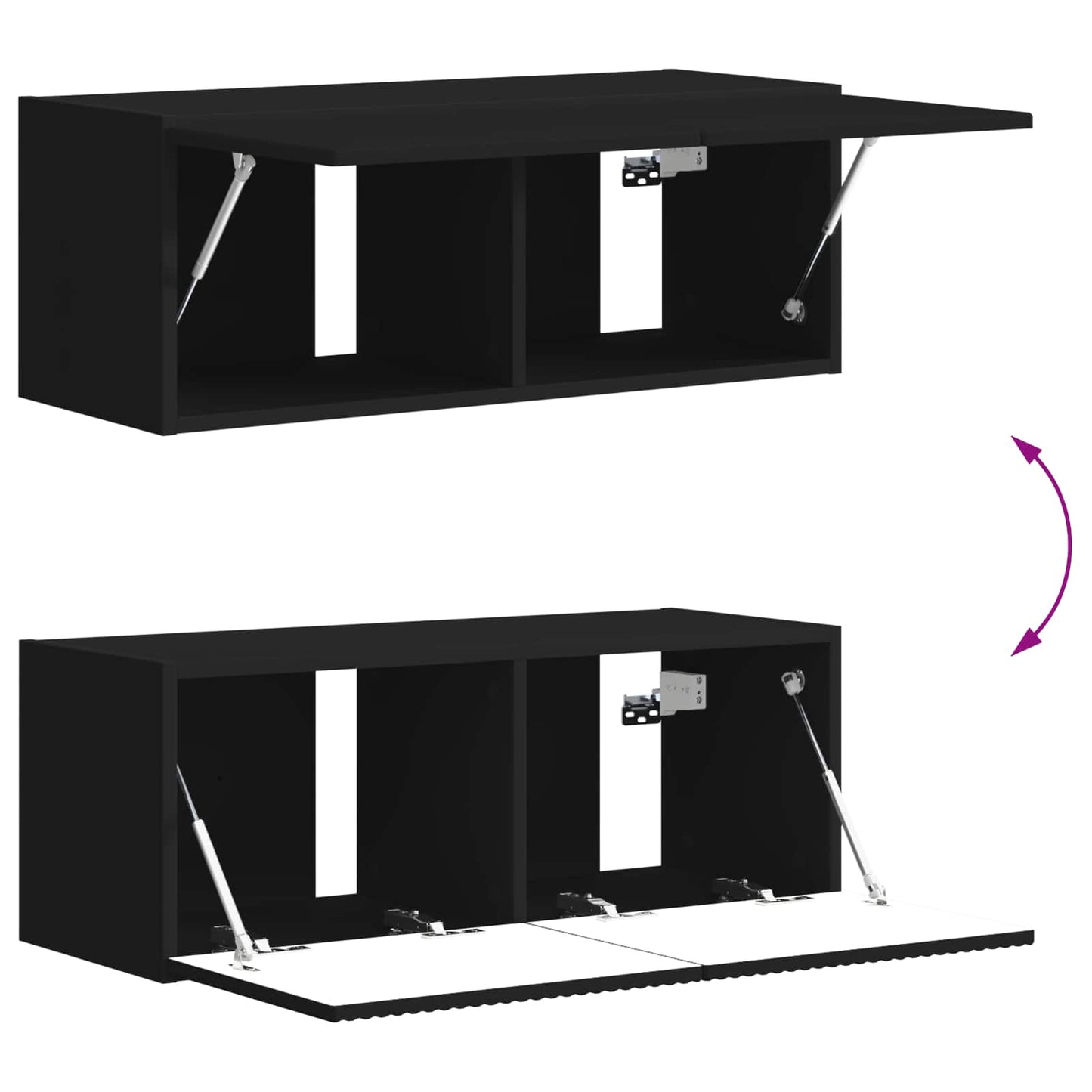 TV Cabinet Set 6 pcs Black Engineered Wood