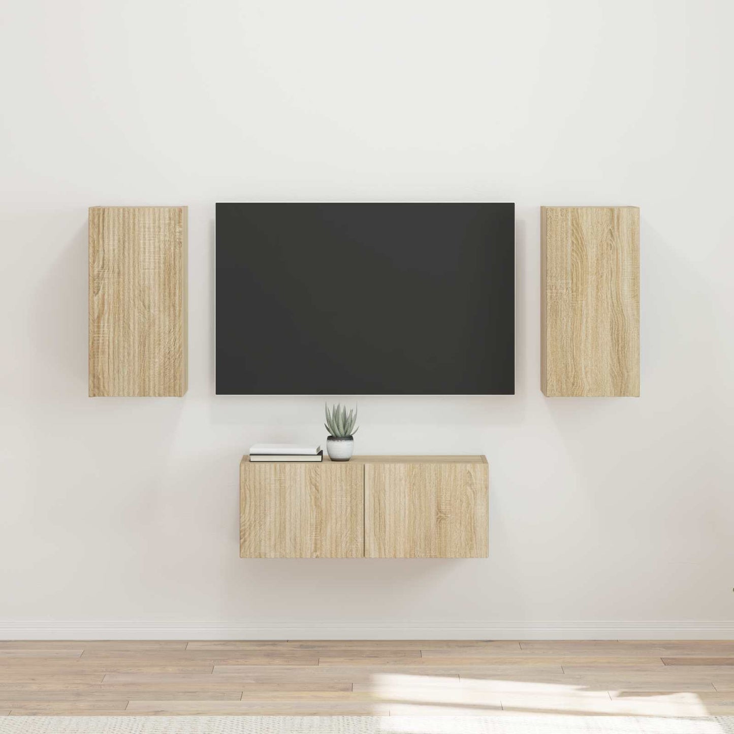 TV Cabinet Set Wall-mounted 6 pcs Sonoma Oak Engineered Wood