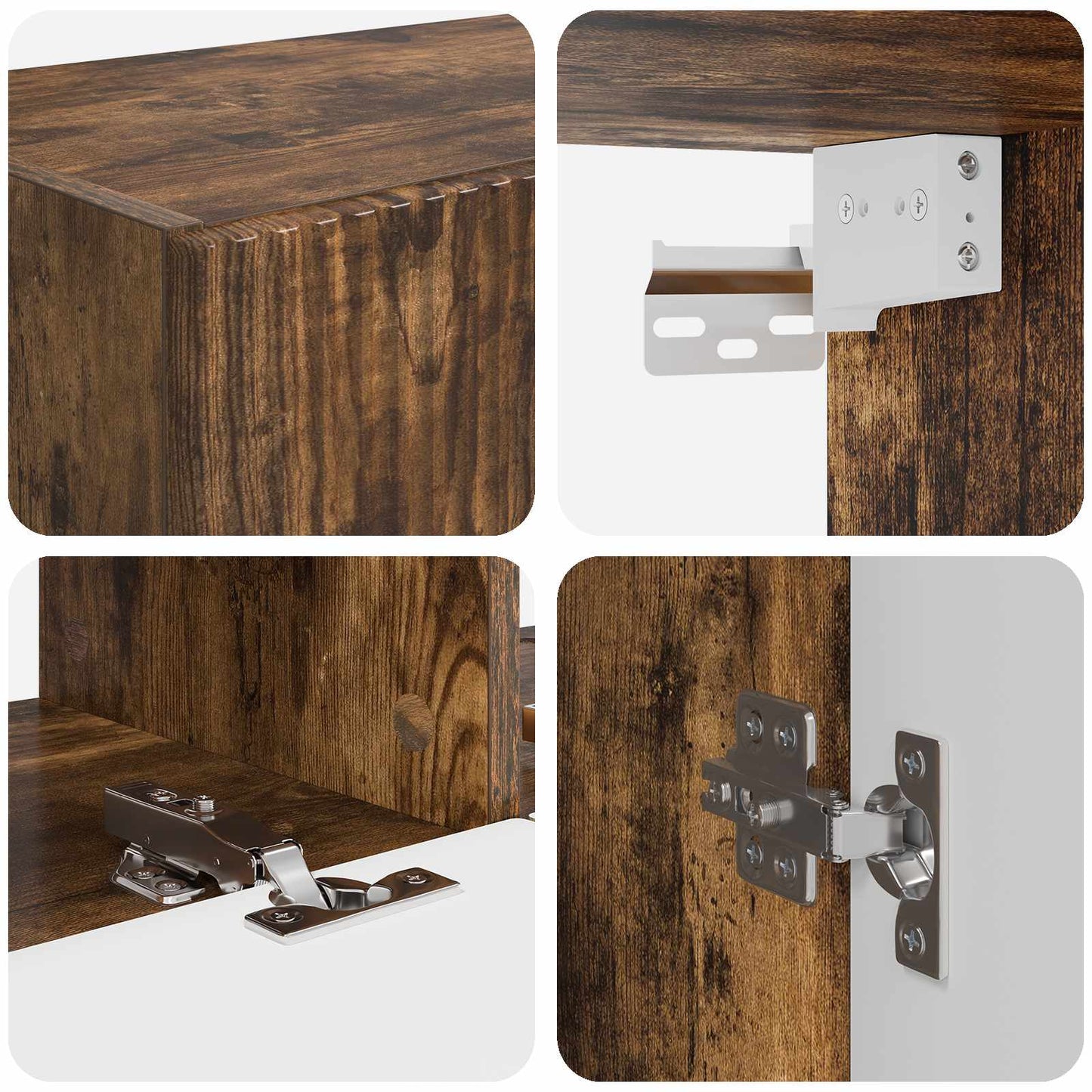 TV Cabinet Set Wall-mounted 6 pcs Smoked Oak Engineered Wood