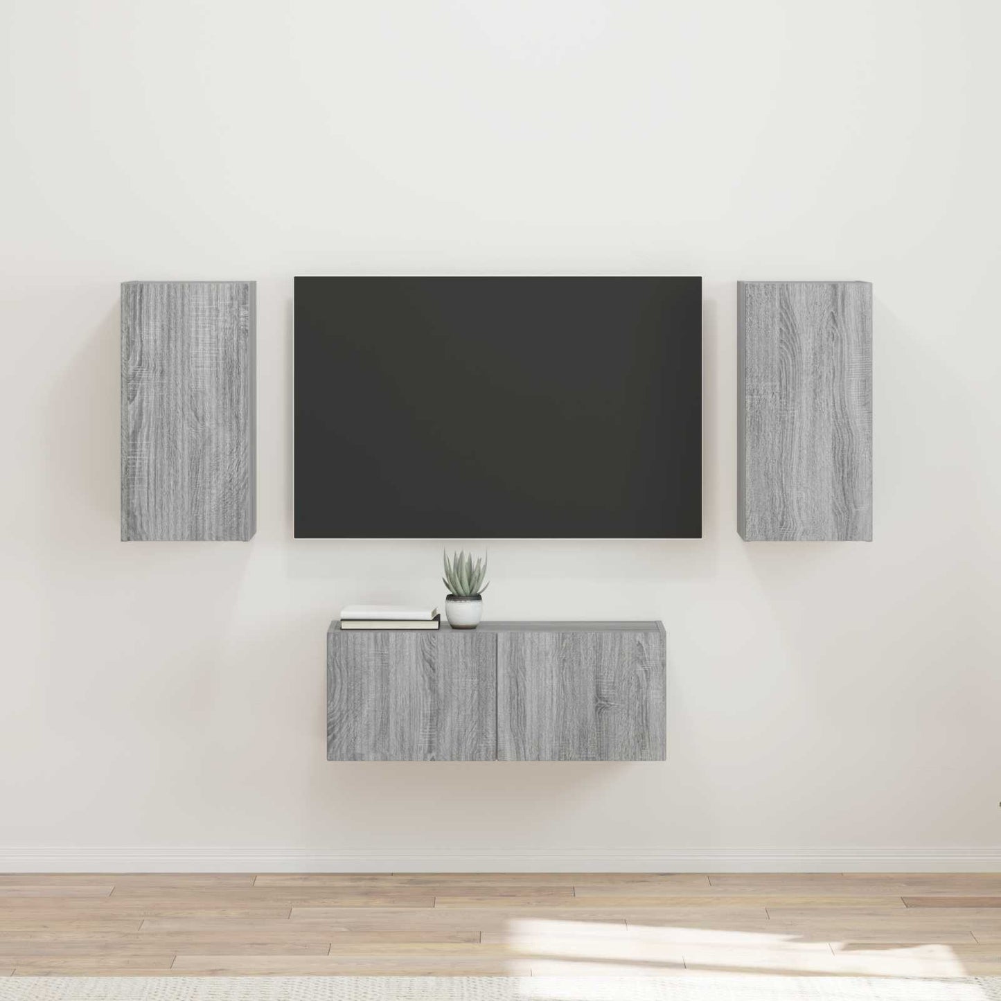 TV Cabinet Set Wall-mounted 6 pcs Grey Sonoma Engineered Wood