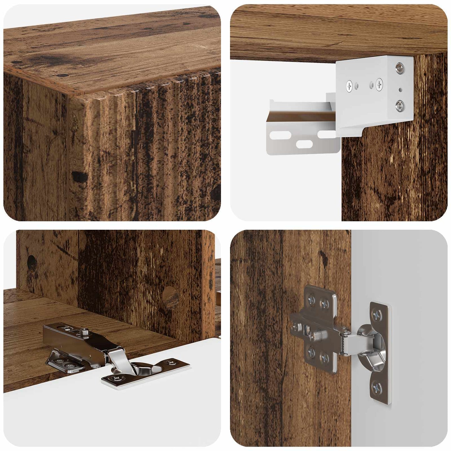 TV Cabinet Set Wall-mounted 6 pcs Old Wood Engineered Wood
