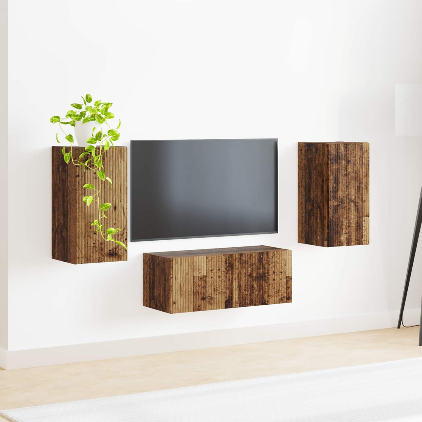 TV Cabinet Set Wall-mounted 6 pcs Old Wood Engineered Wood