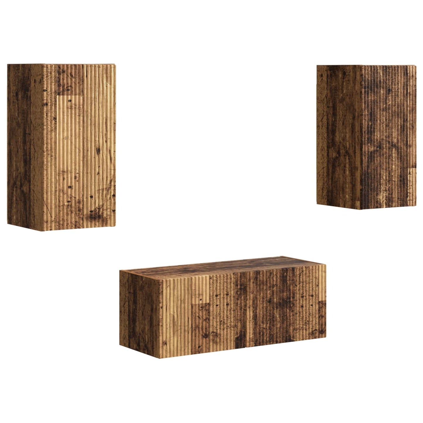 TV Cabinet Set Wall-mounted 6 pcs Old Wood Engineered Wood