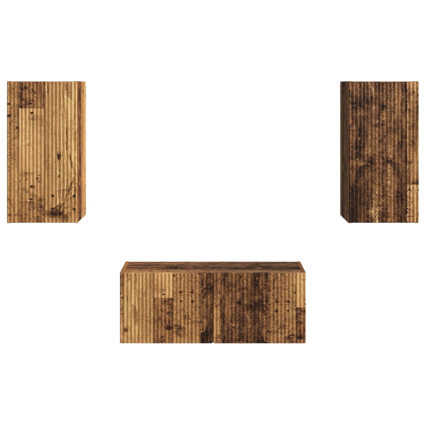 TV Cabinet Set Wall-mounted 6 pcs Old Wood Engineered Wood