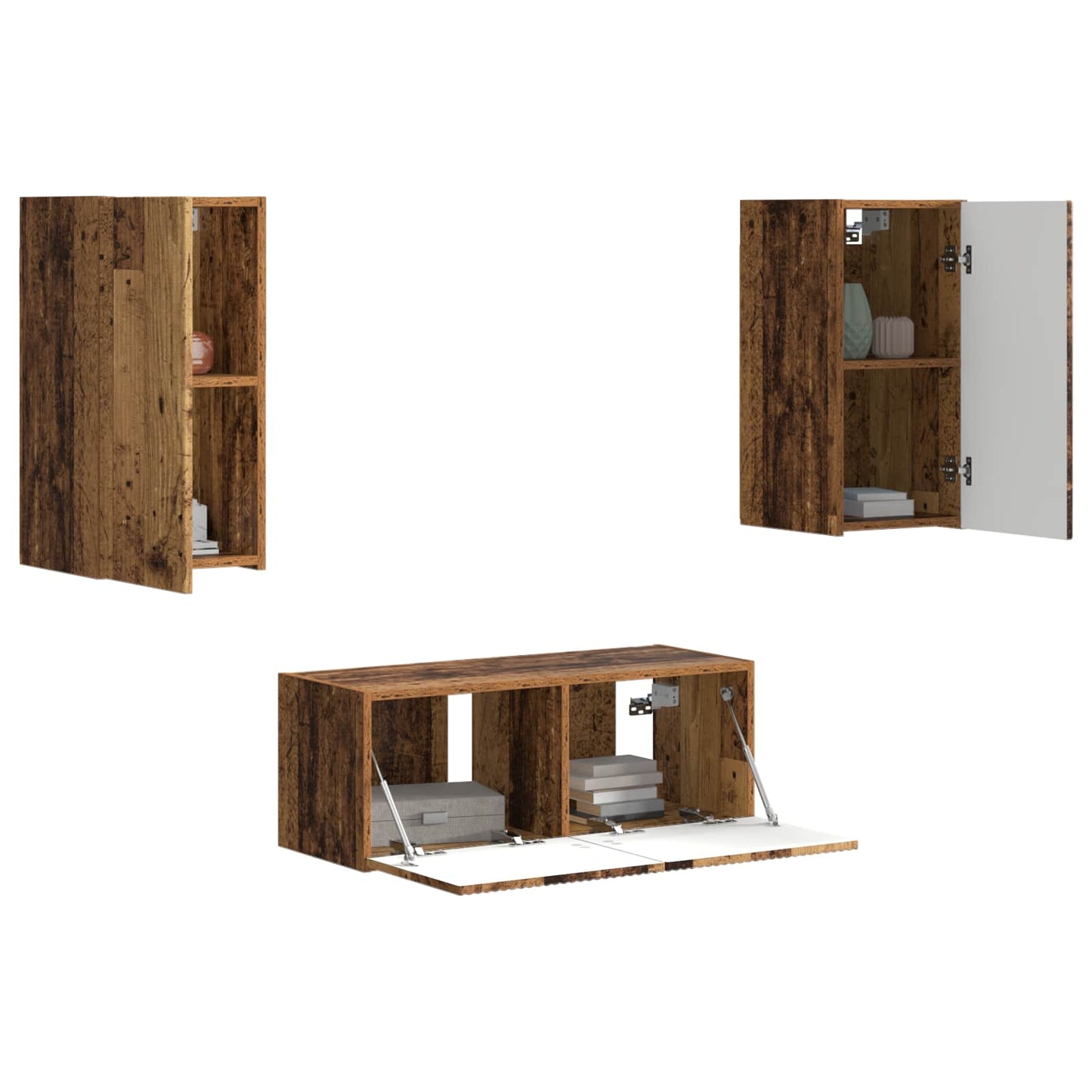 TV Cabinet Set Wall-mounted 6 pcs Old Wood Engineered Wood