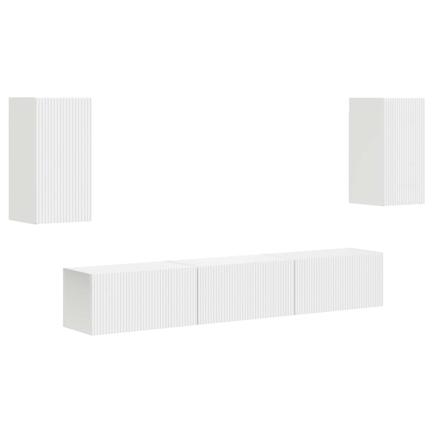 TV Cabinet Set Wall-mounted 5 pcs White Engineered Wood