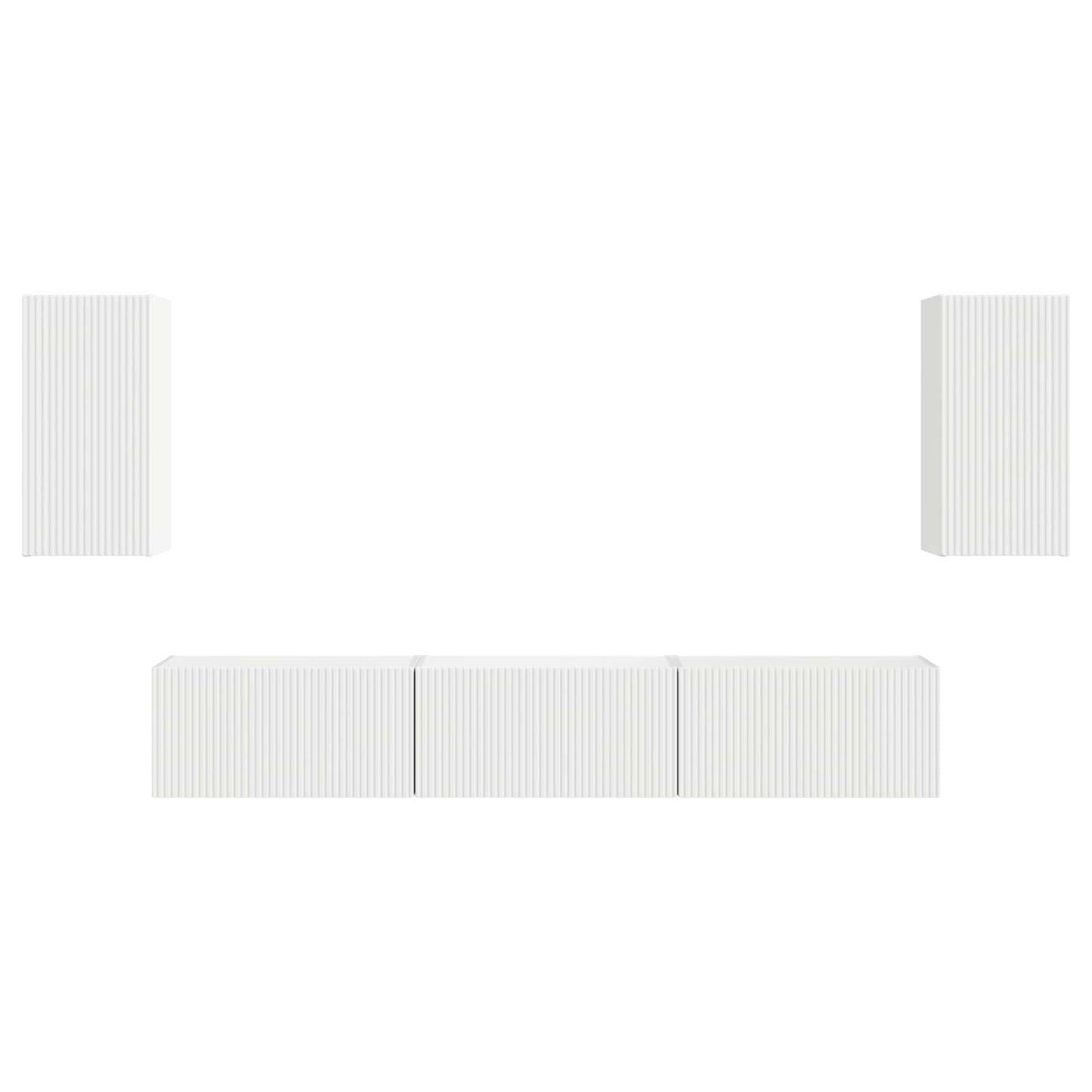TV Cabinet Set Wall-mounted 5 pcs White Engineered Wood
