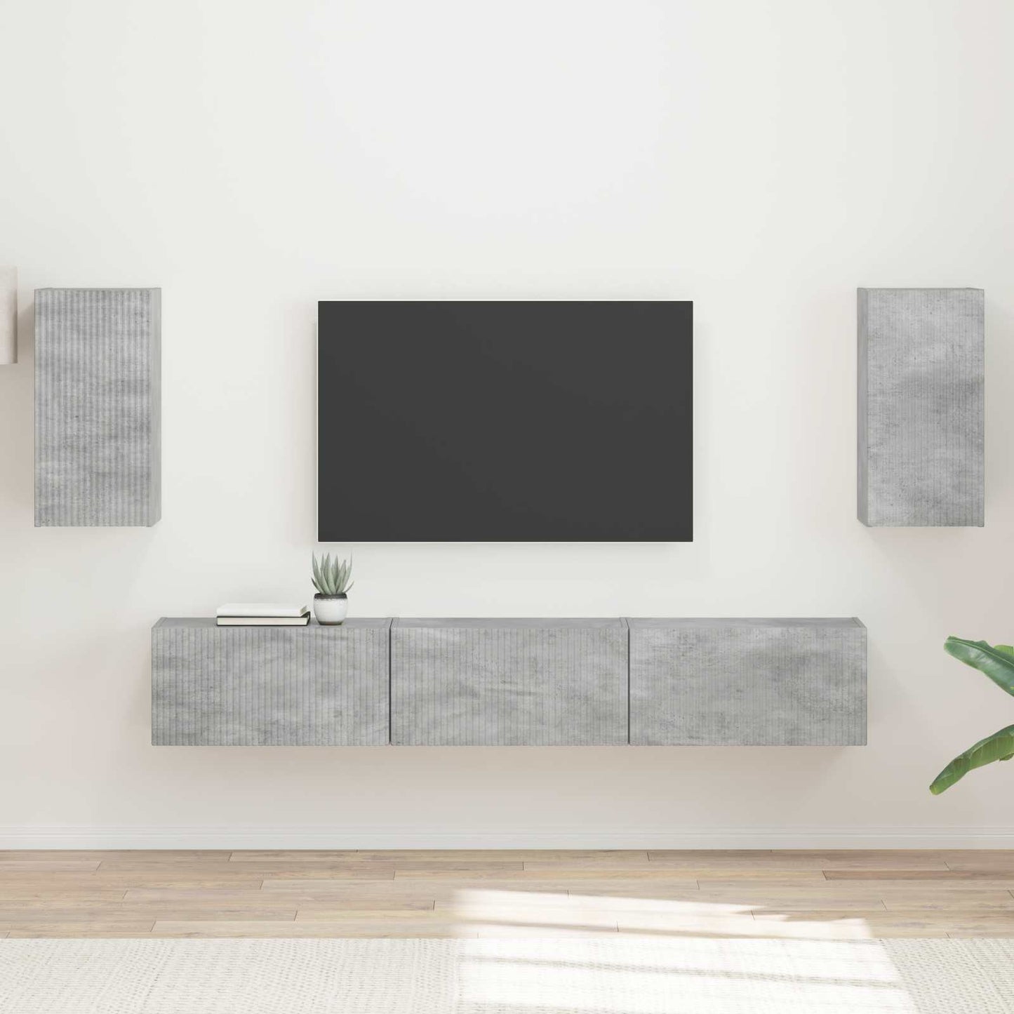TV Cabinet Set Wall-mounted 5 pcs Concrete Grey Engineered Wood