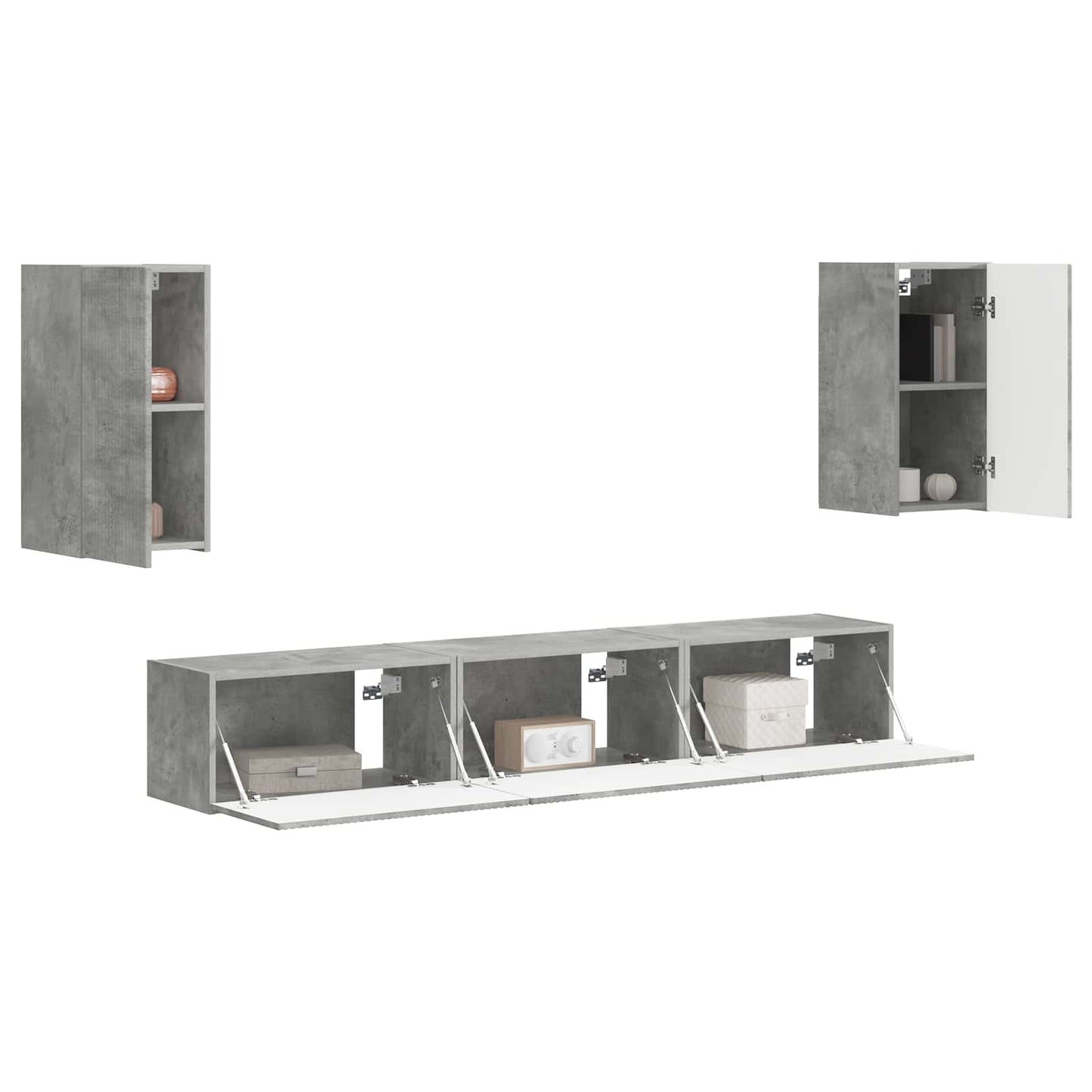 TV Cabinet Set Wall-mounted 5 pcs Concrete Grey Engineered Wood
