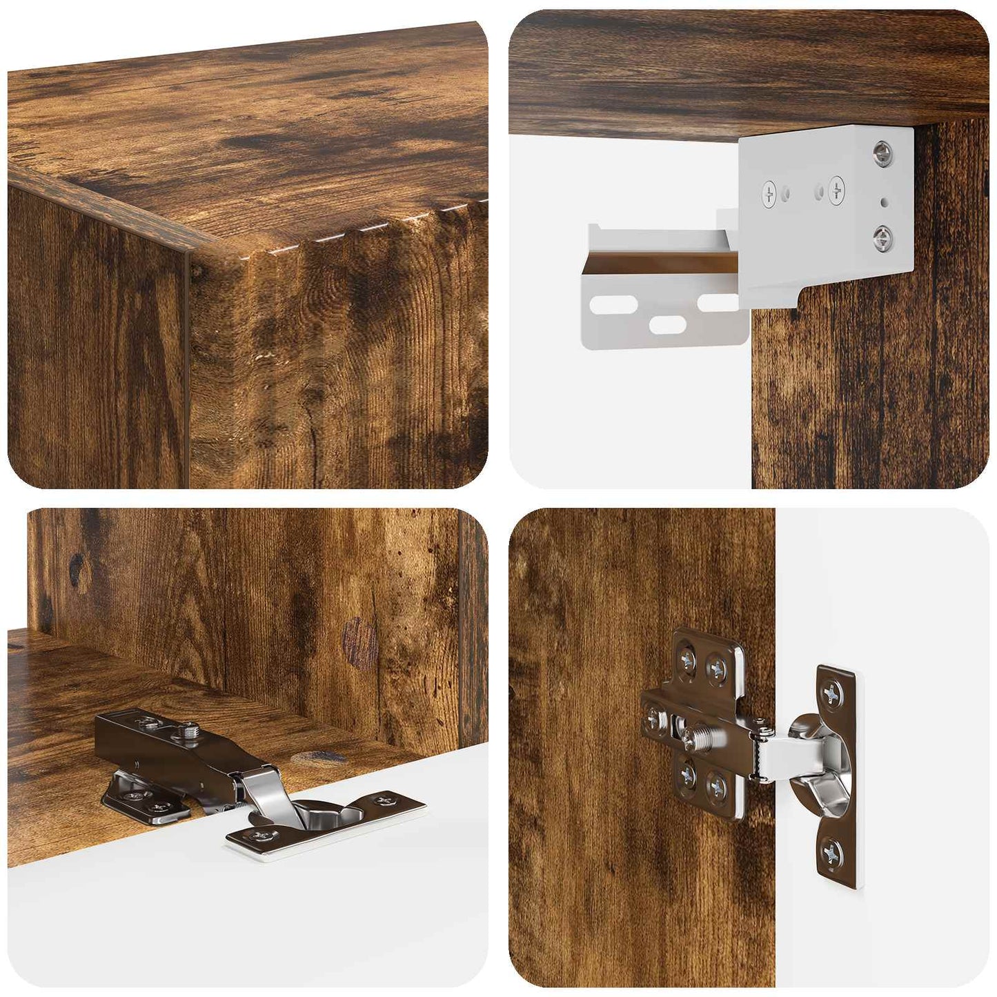 TV Cabinet Set Wall-mounted 5 pcs Smoked Oak Engineered Wood