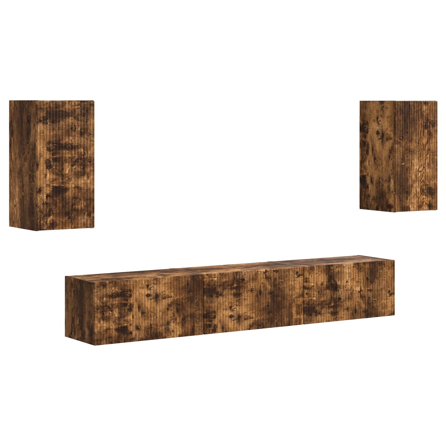 TV Cabinet Set Wall-mounted 5 pcs Smoked Oak Engineered Wood