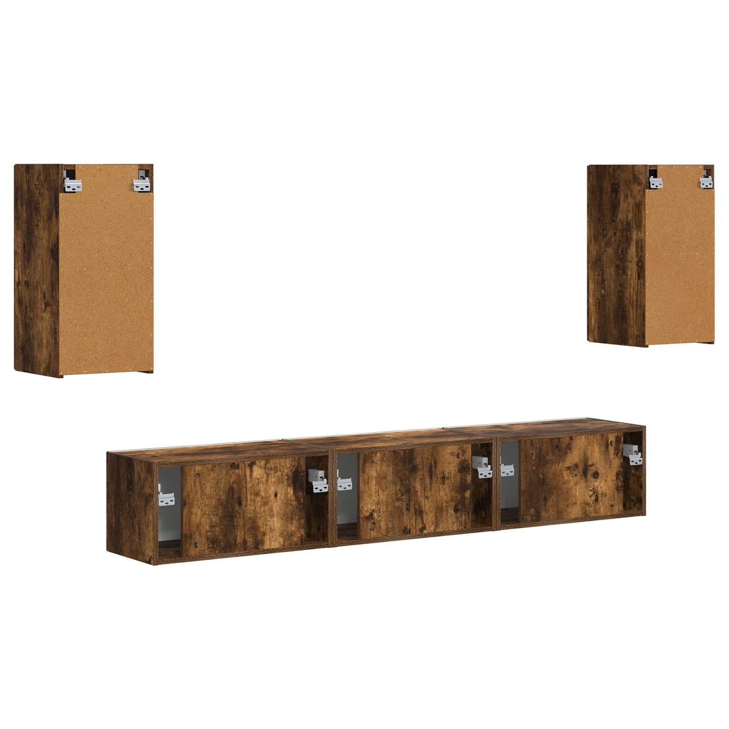 TV Cabinet Set Wall-mounted 5 pcs Smoked Oak Engineered Wood