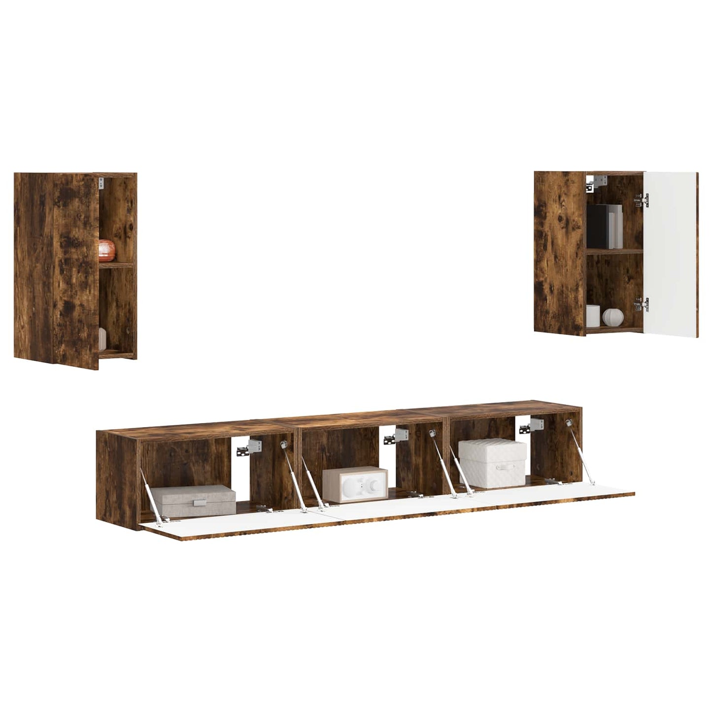 TV Cabinet Set Wall-mounted 5 pcs Smoked Oak Engineered Wood