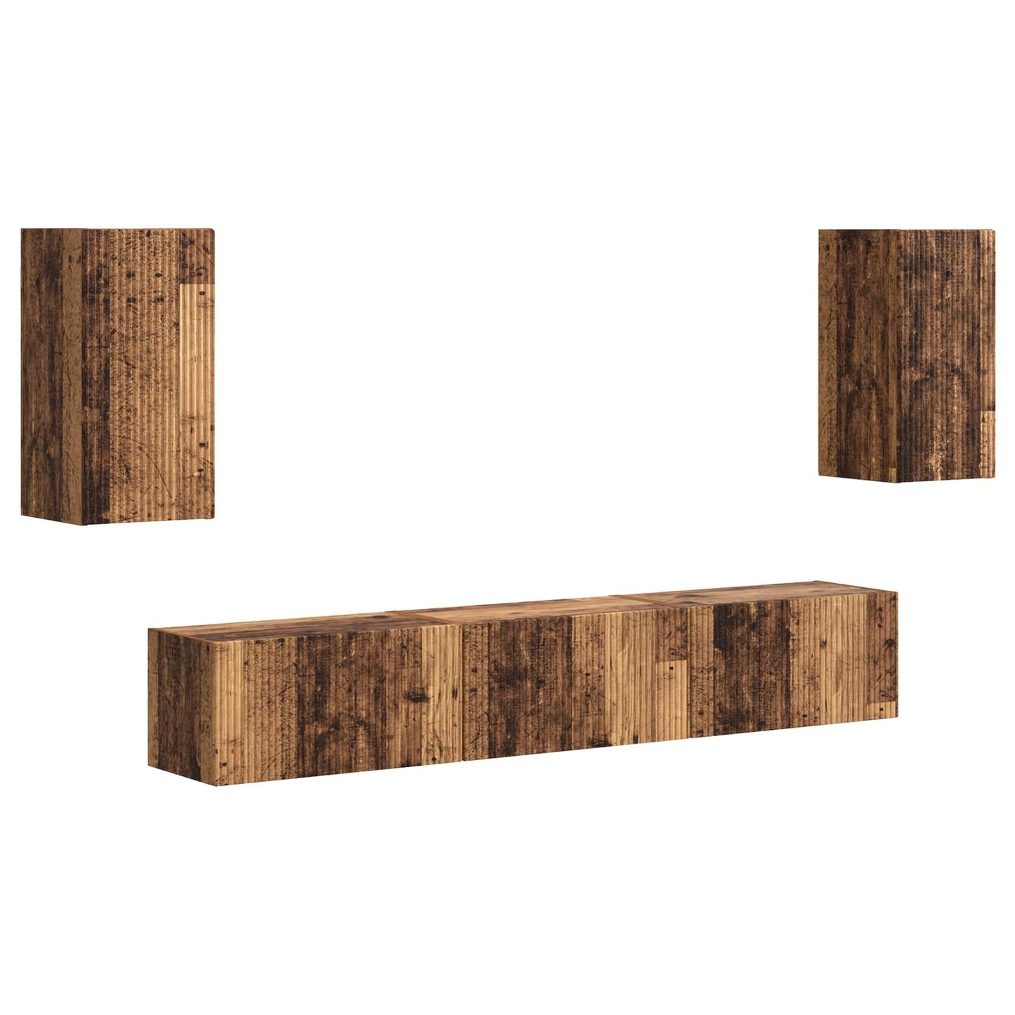 TV Cabinet Set Wall-mounted 5 pcs Old Wood Engineered Wood