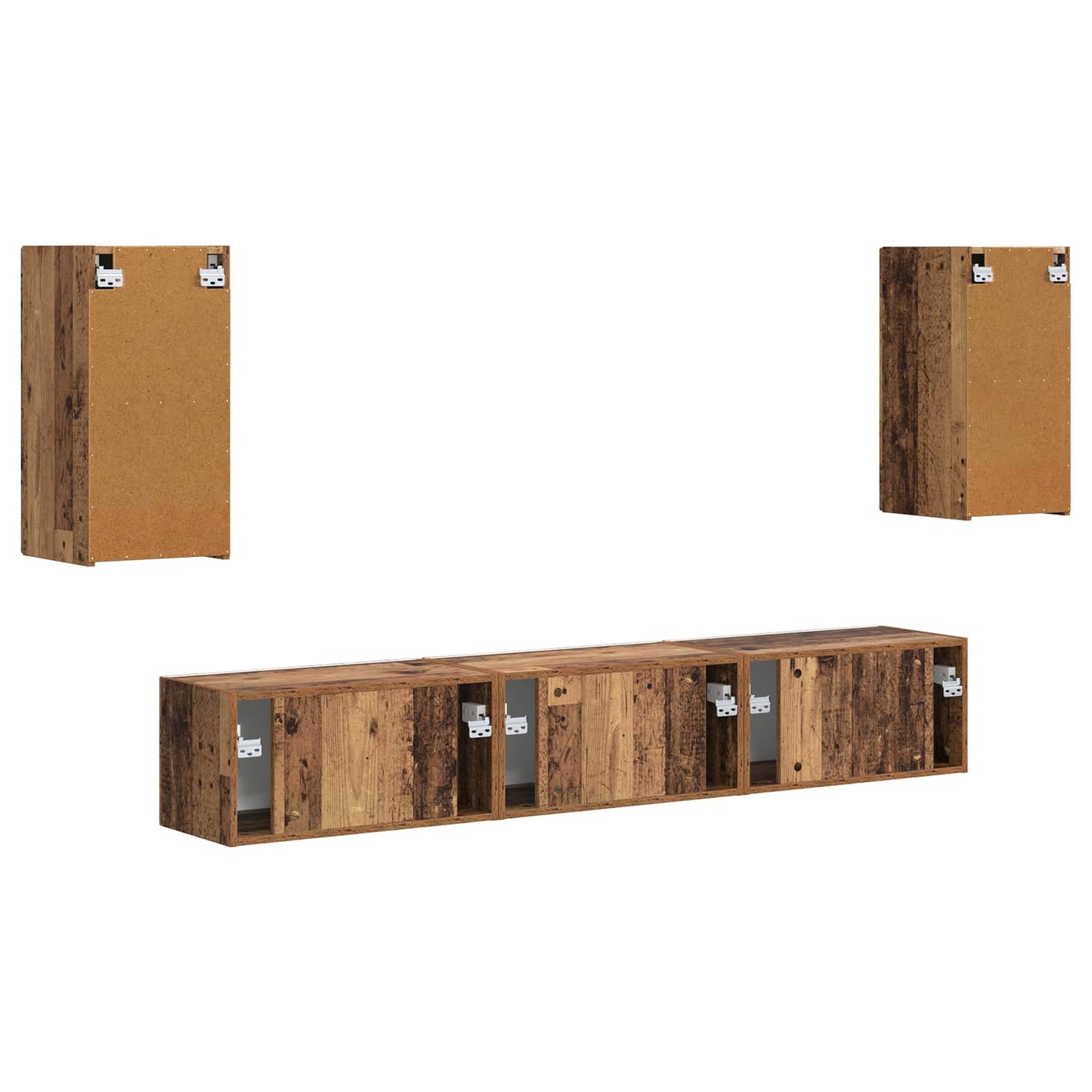 TV Cabinet Set Wall-mounted 5 pcs Old Wood Engineered Wood