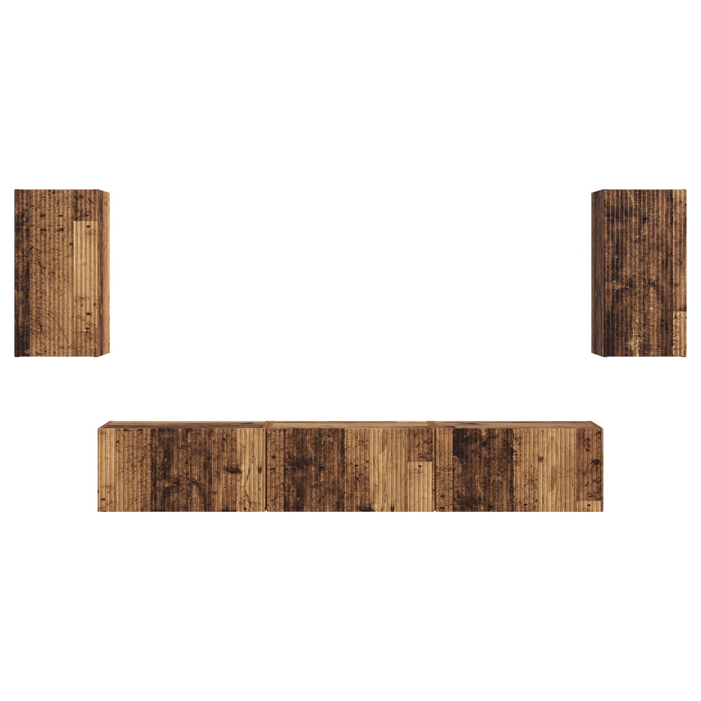 TV Cabinet Set Wall-mounted 5 pcs Old Wood Engineered Wood