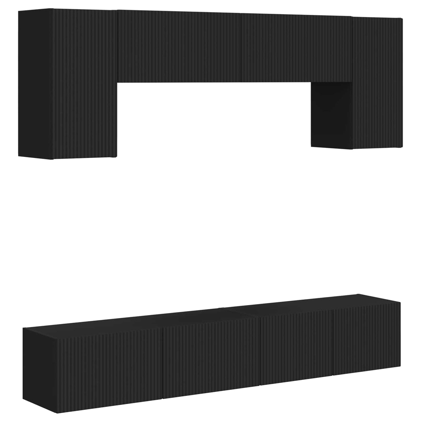 TV Cabinet Set 4 pcs Black Engineered Wood